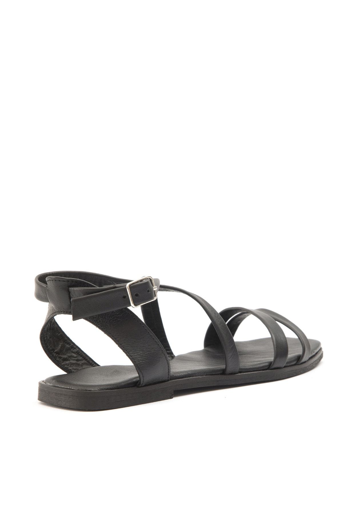 Sole Sisters-Flache Sandalen aus echtem Leder in Schwarz - Dalyan 3