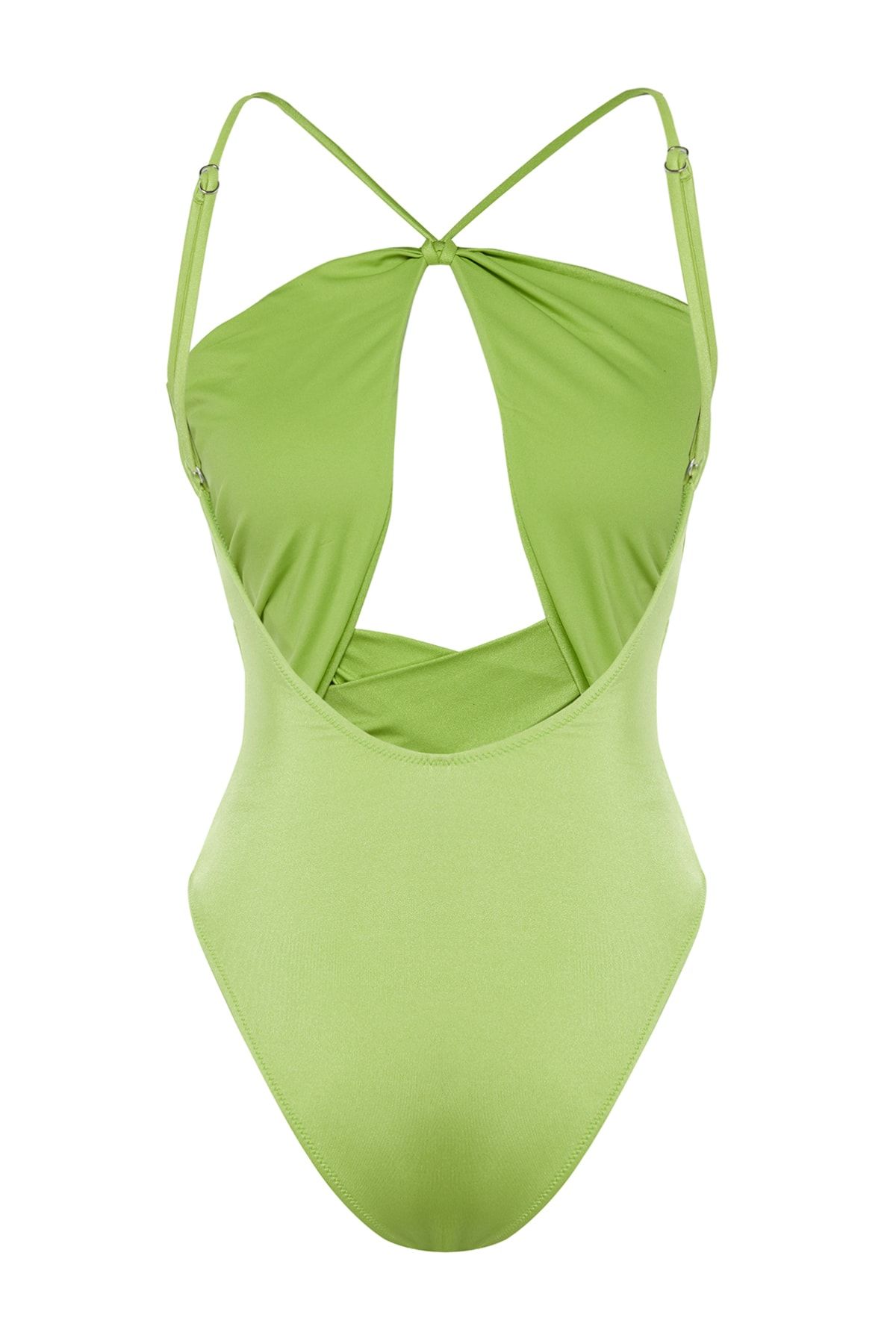 Trendyol Collection-X Zeynep Tosun Hellgrüner Badeanzug mit Fenster-/Ausschnittdetail TCLSS23MA00002 8