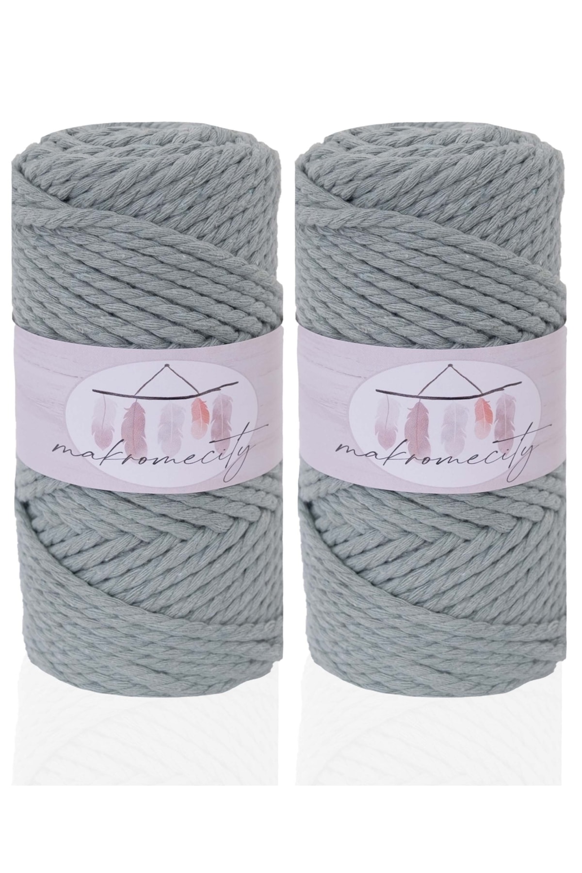 Premium 3 Twist Cotton Macrame Rope 3mm Three Twist Scanned Macrame Rope Rope 500 gr (2X250 GR) Çağla