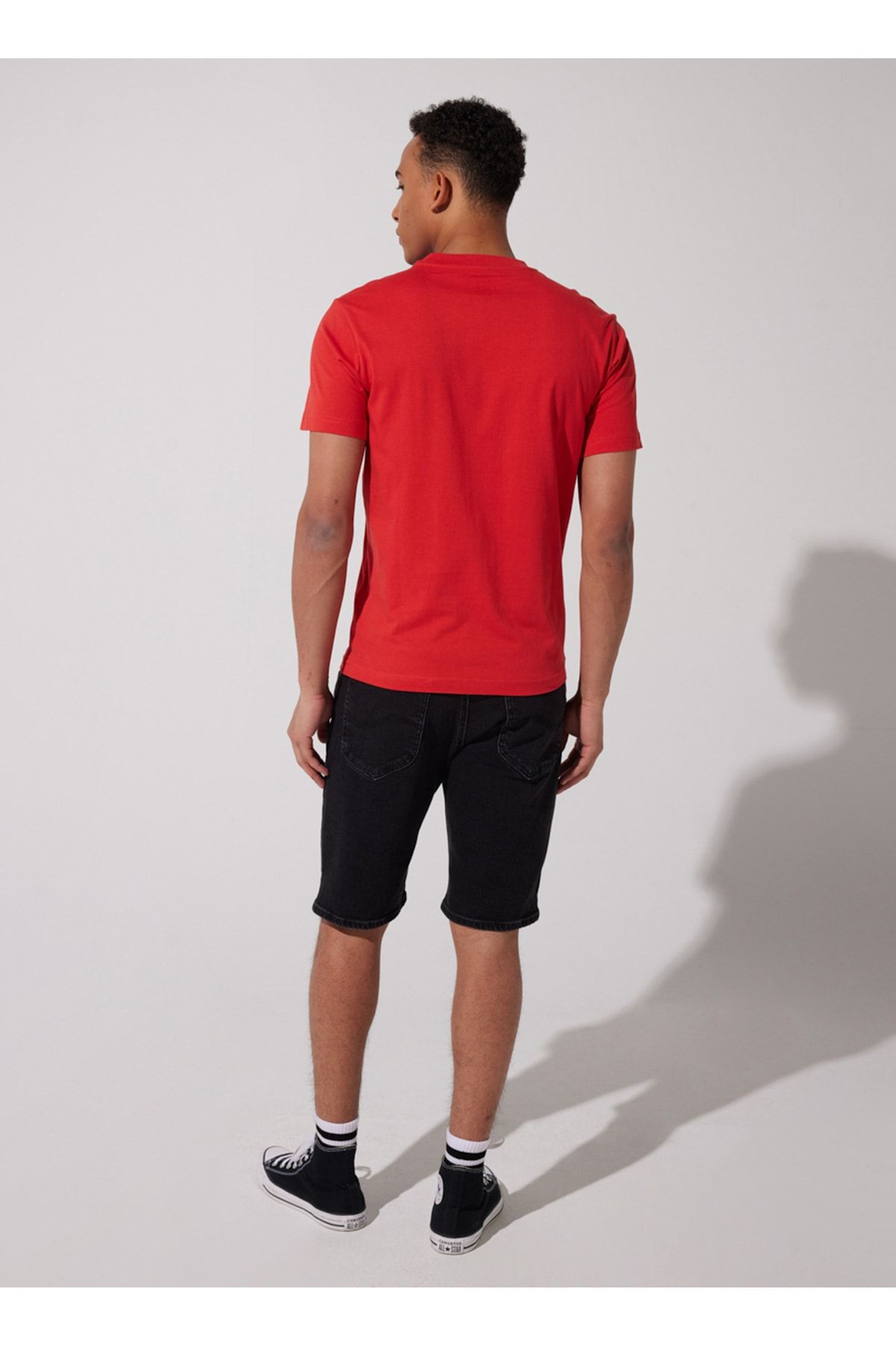 تی شرت قرمز مردانه Coral L60UFQ512 BisLery Collar Lee