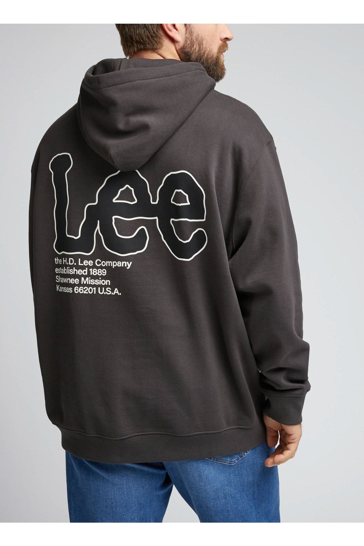 سویشرت مشکی مردانه سیاه یقه l84ptjon the sweatshirt Lee