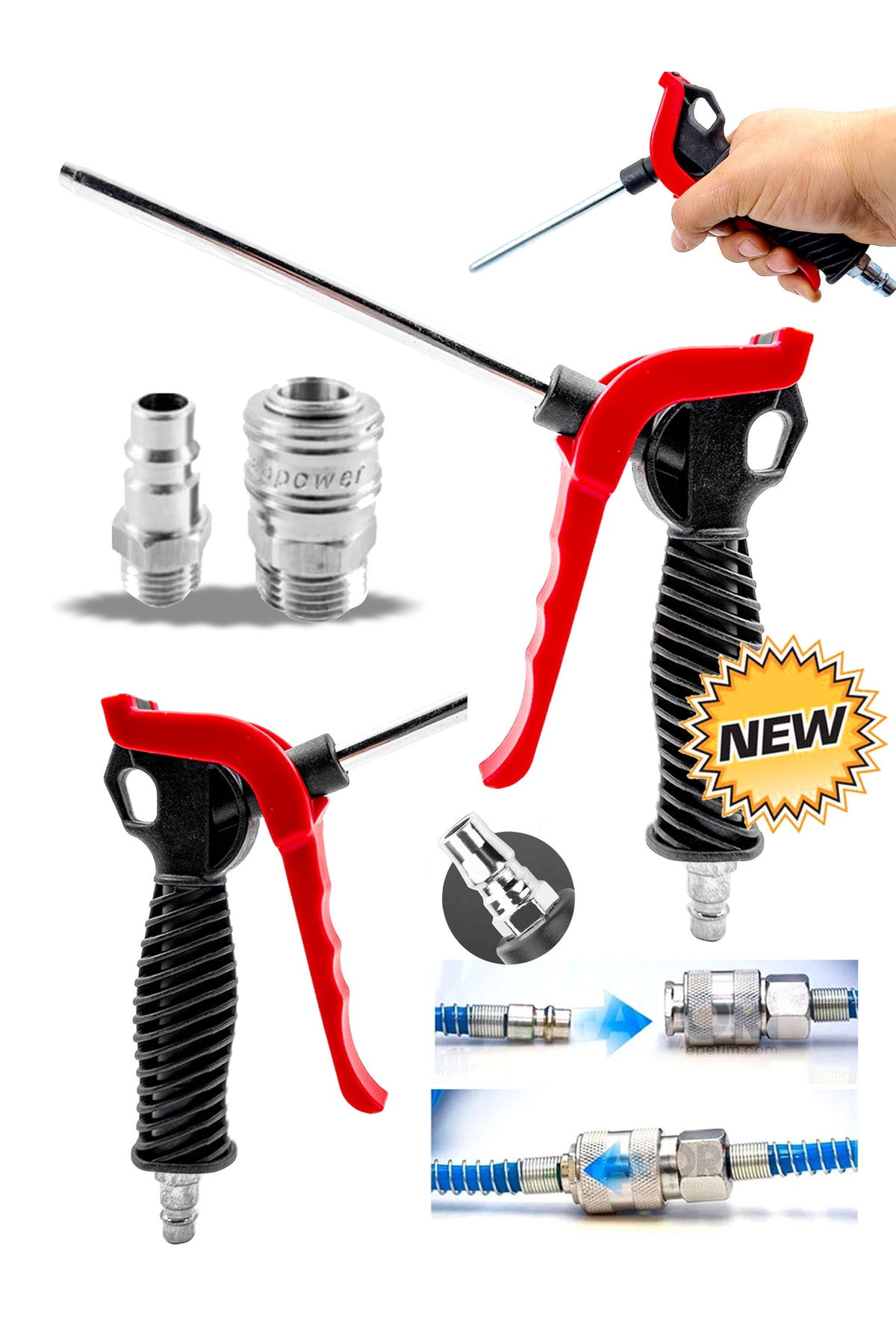 PROXTECH Yeni Nesil Yüksek Kalite Kompresör Hava Üfleme Detay Tabancası Pnömatik Jak Set Hediye