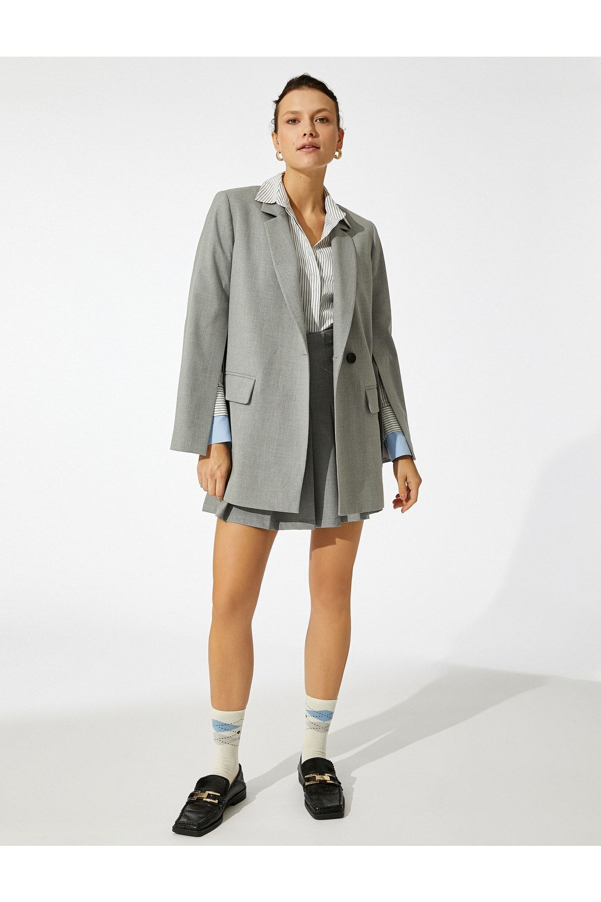 Koton Double Breasted Blazer Jacket with Slit Sleeves Trendyol
