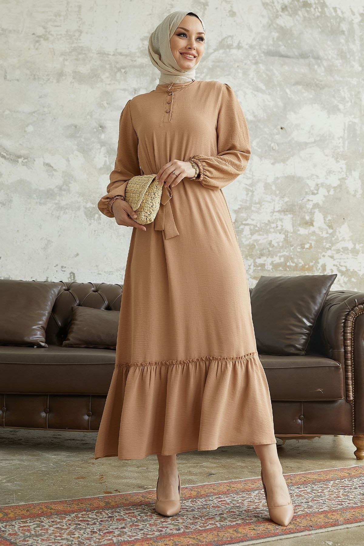 InStyle-Рокля Meyra с копчета Ayrobin - млечнокафява 5