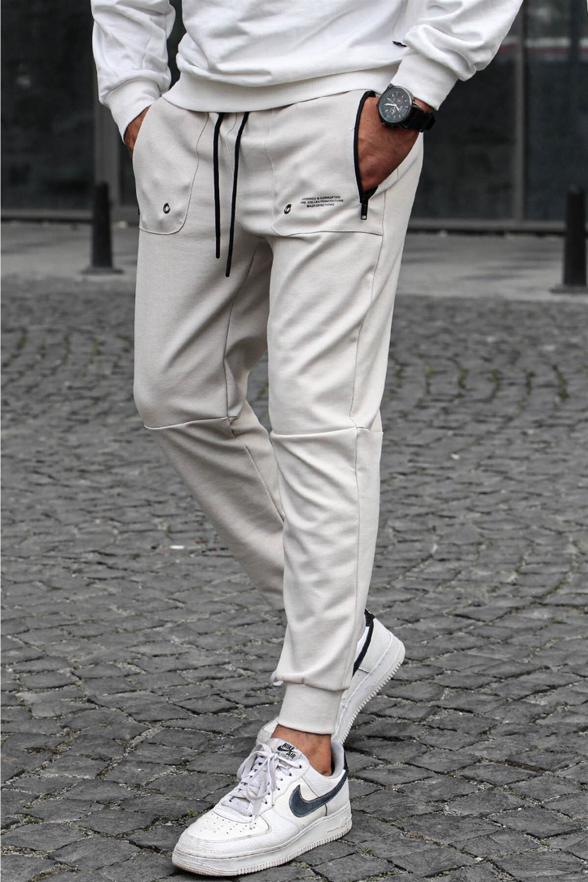 Madmext Hose Beige Jogger