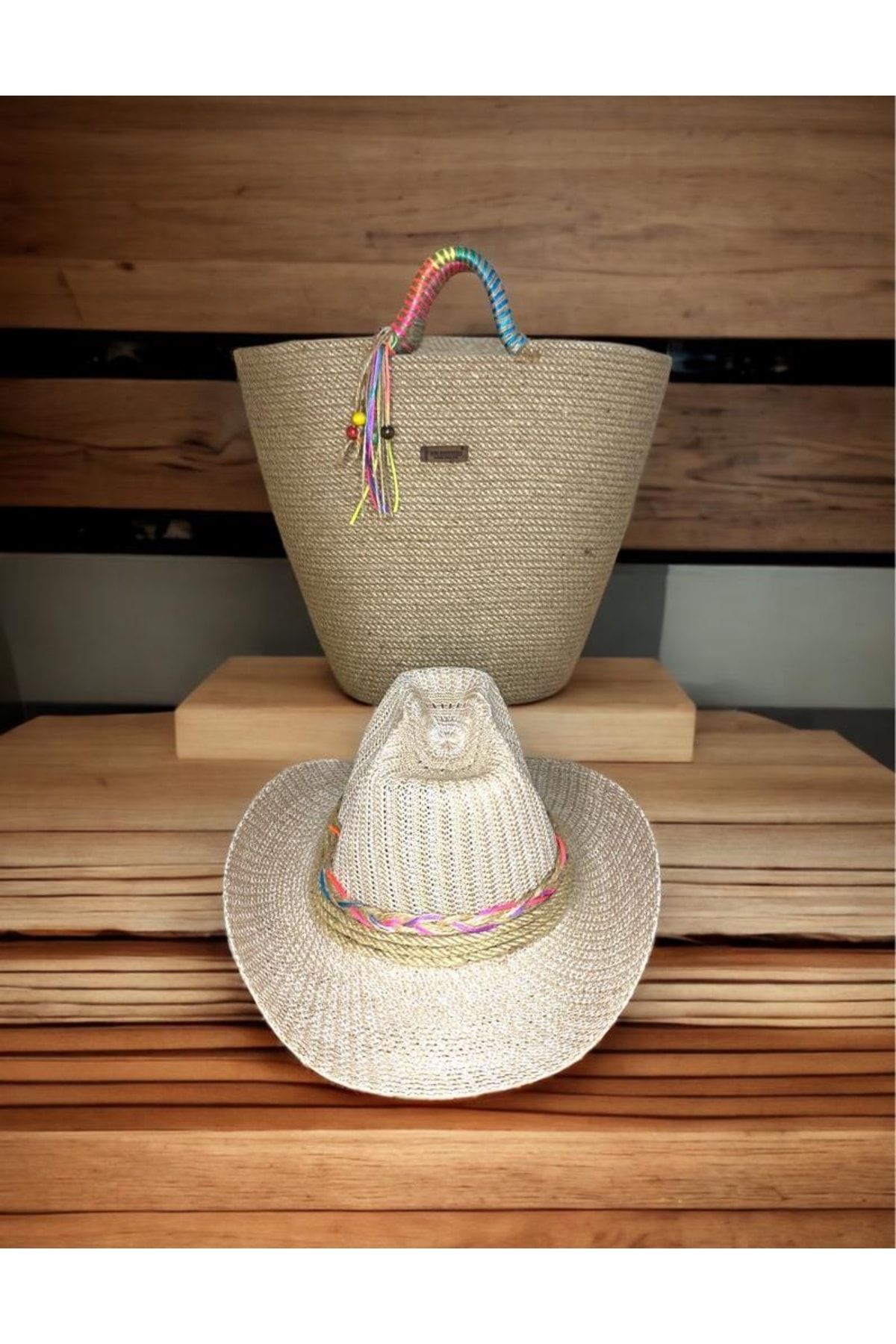 Beach bag and hat set discount