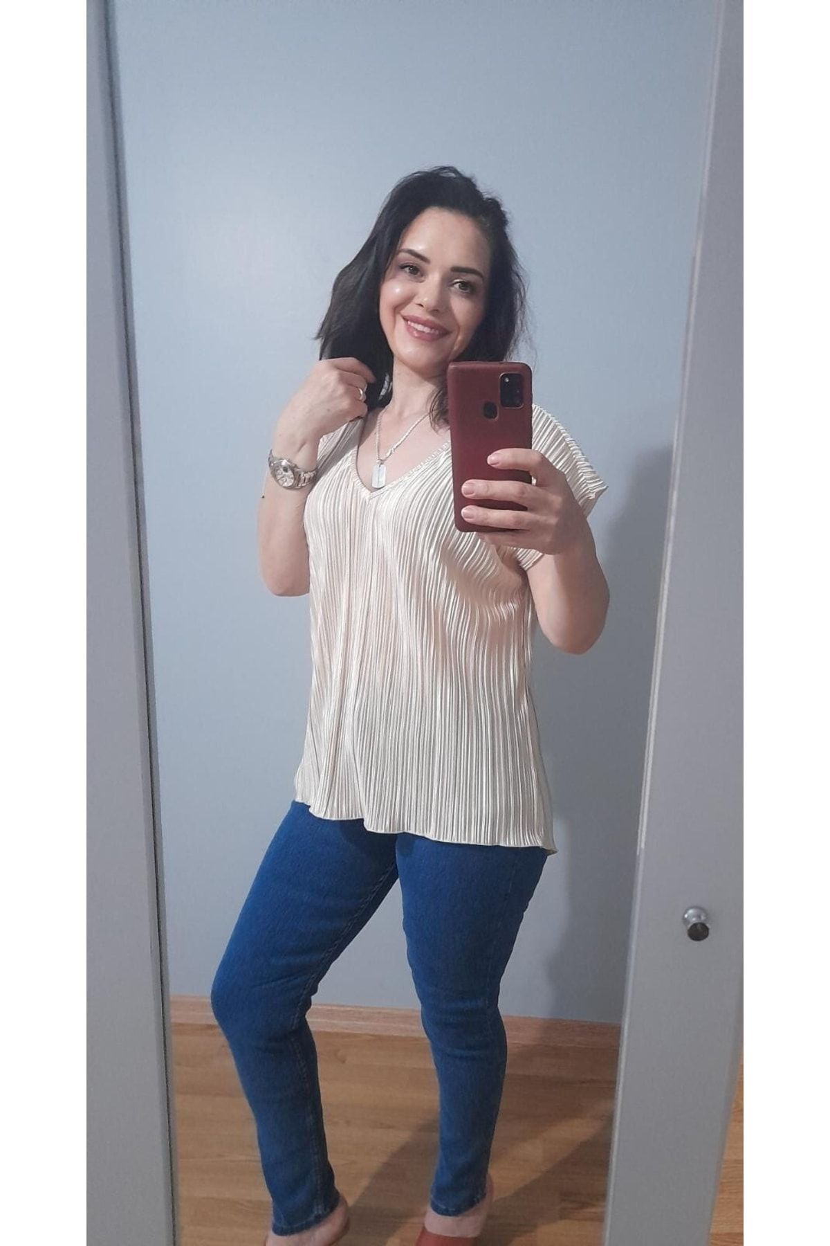 Bebe Plus Pleated Fabric Blouse Beige Trendyol
