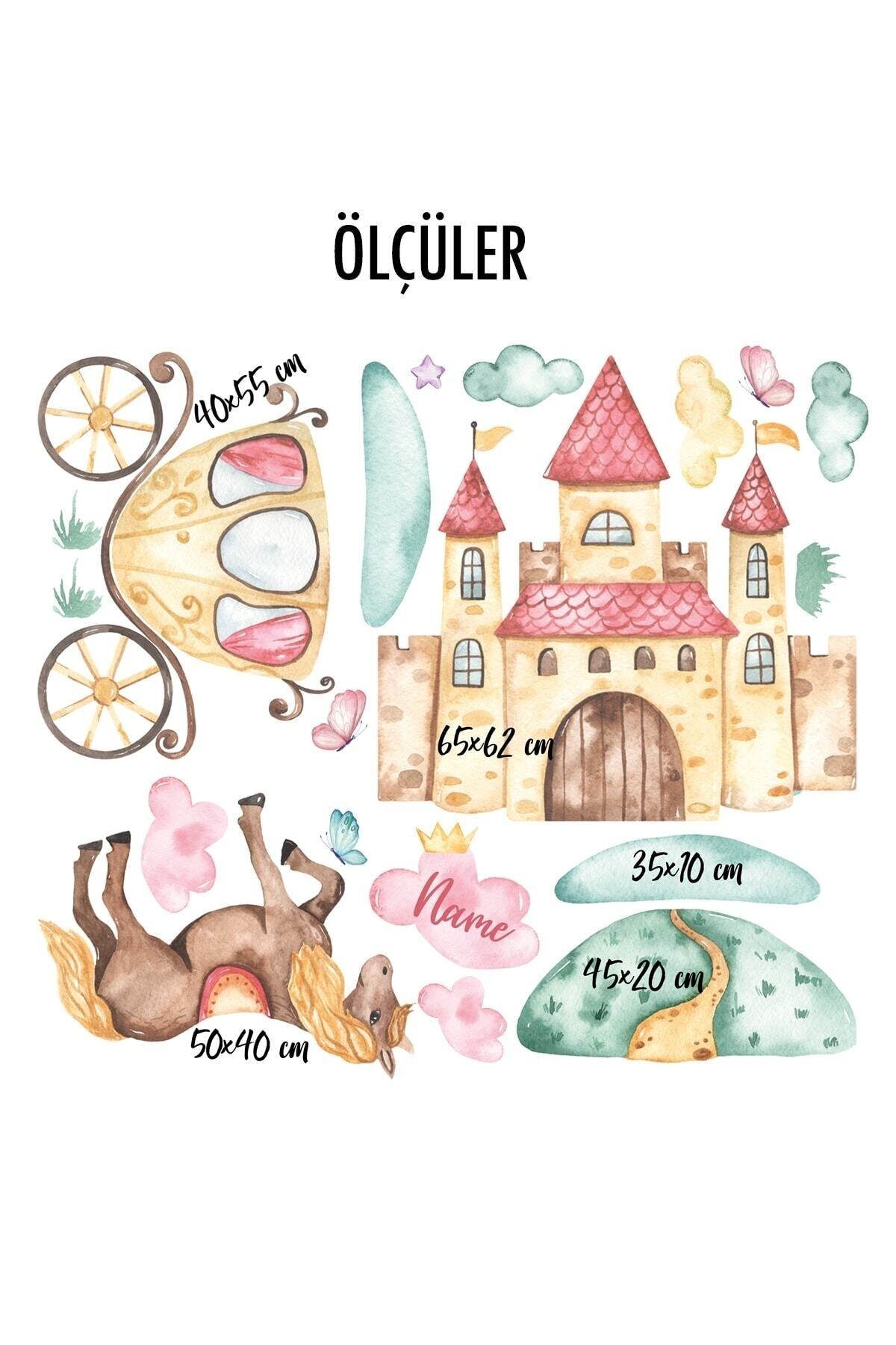 Sim Tasarım Peri Masalı Prenses Şato Ve Atlı Araba Çocuk Odası Duvar Sticker - Sim776 fotoğrafı 3 (önizleme)