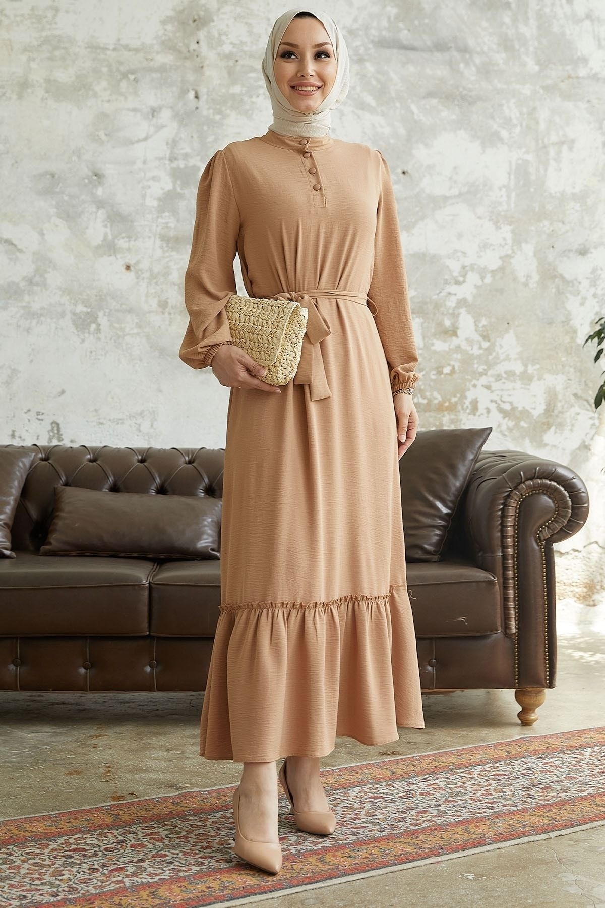 InStyle-Рокля Meyra с копчета Ayrobin - млечнокафява 4