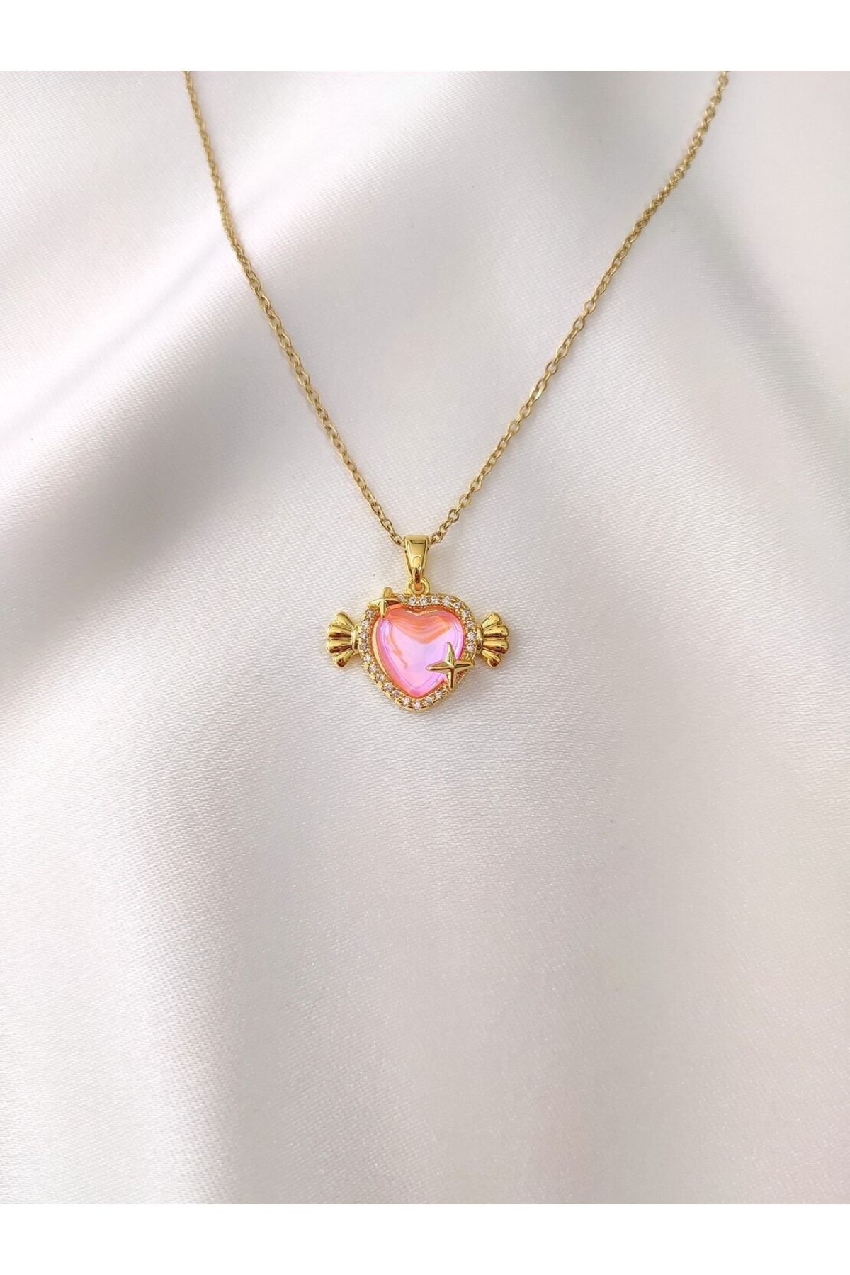 Pink heart store pendant