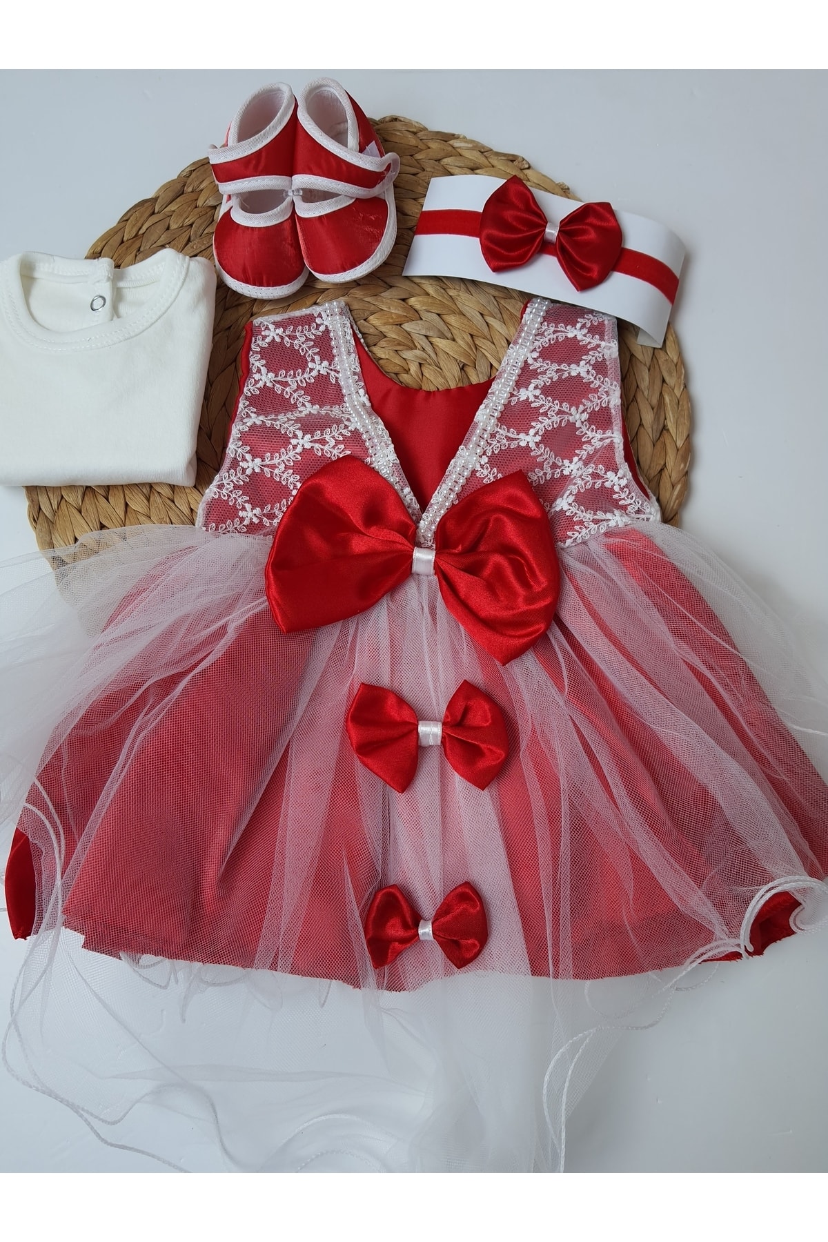 PİLEKİ BABY 0 4 Ay Yenidoğan Bebek Mevlüt Elbisesi Prenses Elbise Dantelli Gelinlik Elbise fotoğrafı 2 (önizleme)