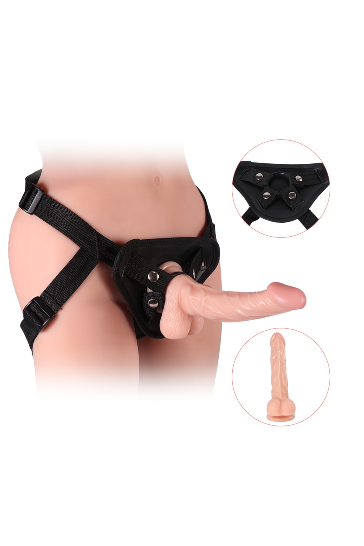 Truvashop Belden Bağlamalı Damarlı 18.5 Cm Curved Eğik Realistik Dildo Strapon Penis 3