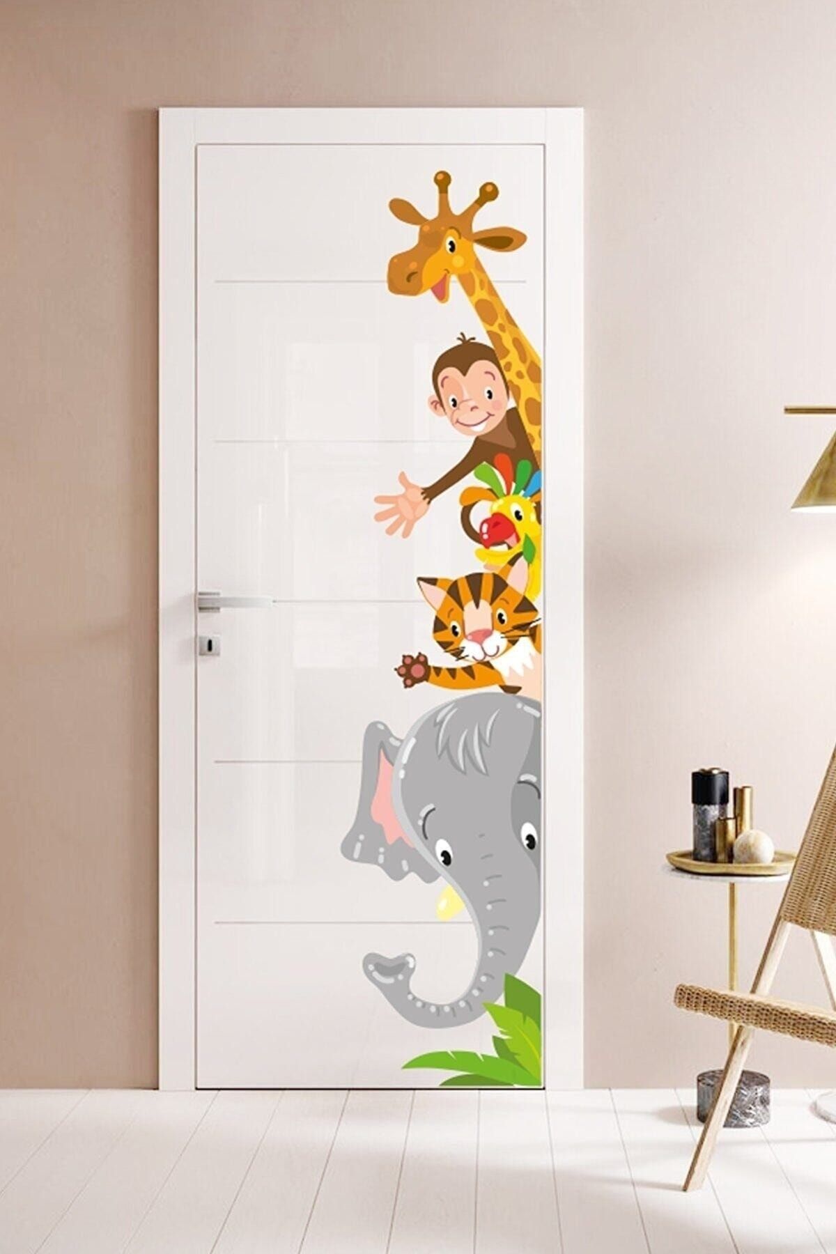 Safari Hayvanlar Kapı Dolap Duvar Sticker Seti