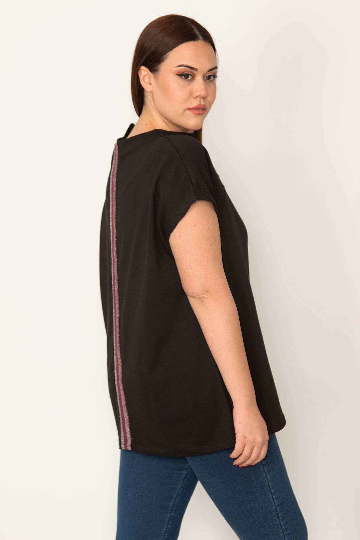 Plus size cheap high collar blouse