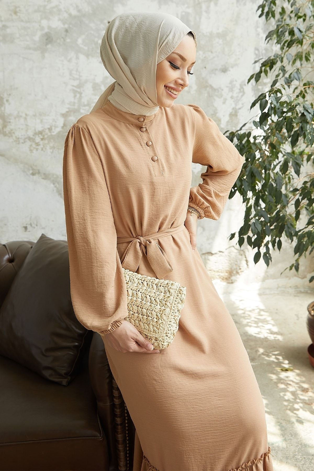 InStyle-Рокля Meyra с копчета Ayrobin - млечнокафява 2