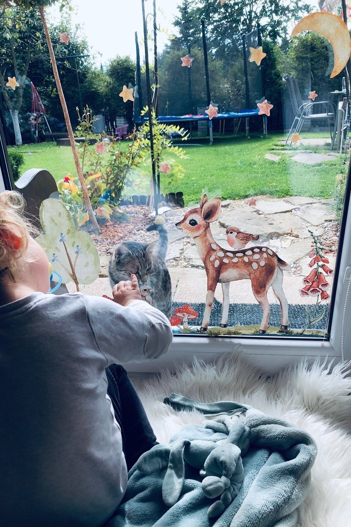 Sim Tasarım Ceylan Ve Dostları Cam Duvar Çocuk Odası Sticker fotoğrafı 3 (önizleme)