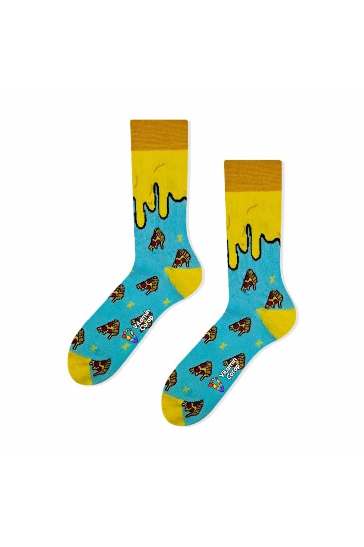 Vitamin Çorap Sosete Colorate Pizza Slice Unisex - 36–44