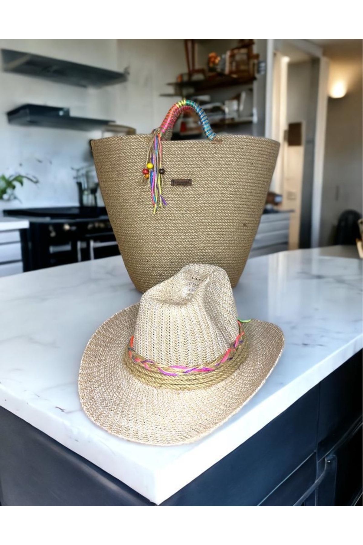 Beach bag and hat hot sale set