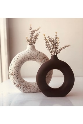 Genel Markalar Chocolate Halka Vazo 2’li 20x17 , 15x14 Cm