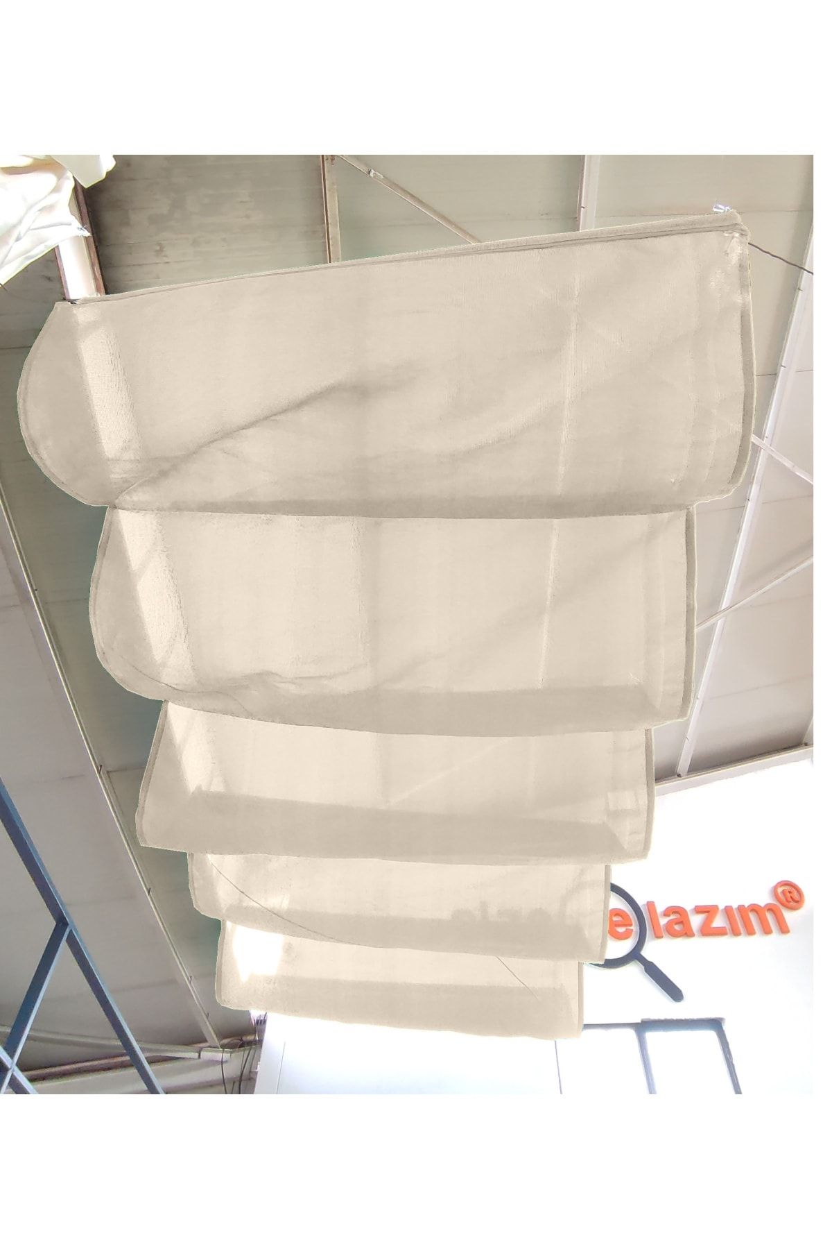 size ne lazım-Cream Colored Telescopic Canopy Awning System - 2m X 8m 4