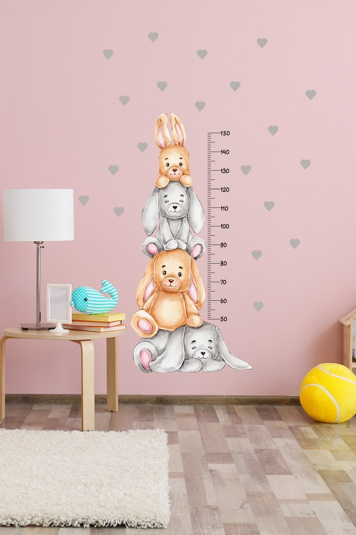 Sim Tasarım Neşeli Tavşan Kardeşler Boy Ölçer Duvar Sticker - Sim746 fotoğrafı 2 (önizleme)