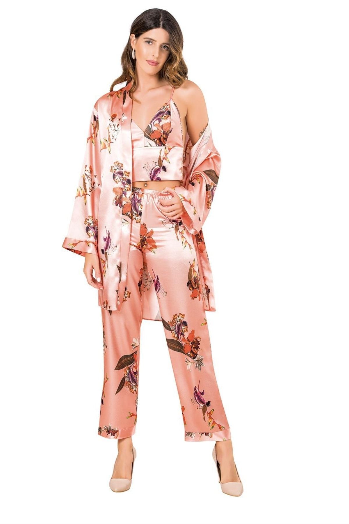 Satin pajama clearance jumpsuit