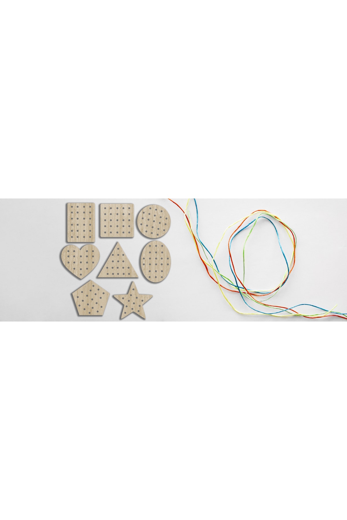 MartinaCole Montessori Bağcık Oyuncağı, Geometrik Şekiller Lazer Kesimli 8 Parça fotoğrafı 3 (önizleme)