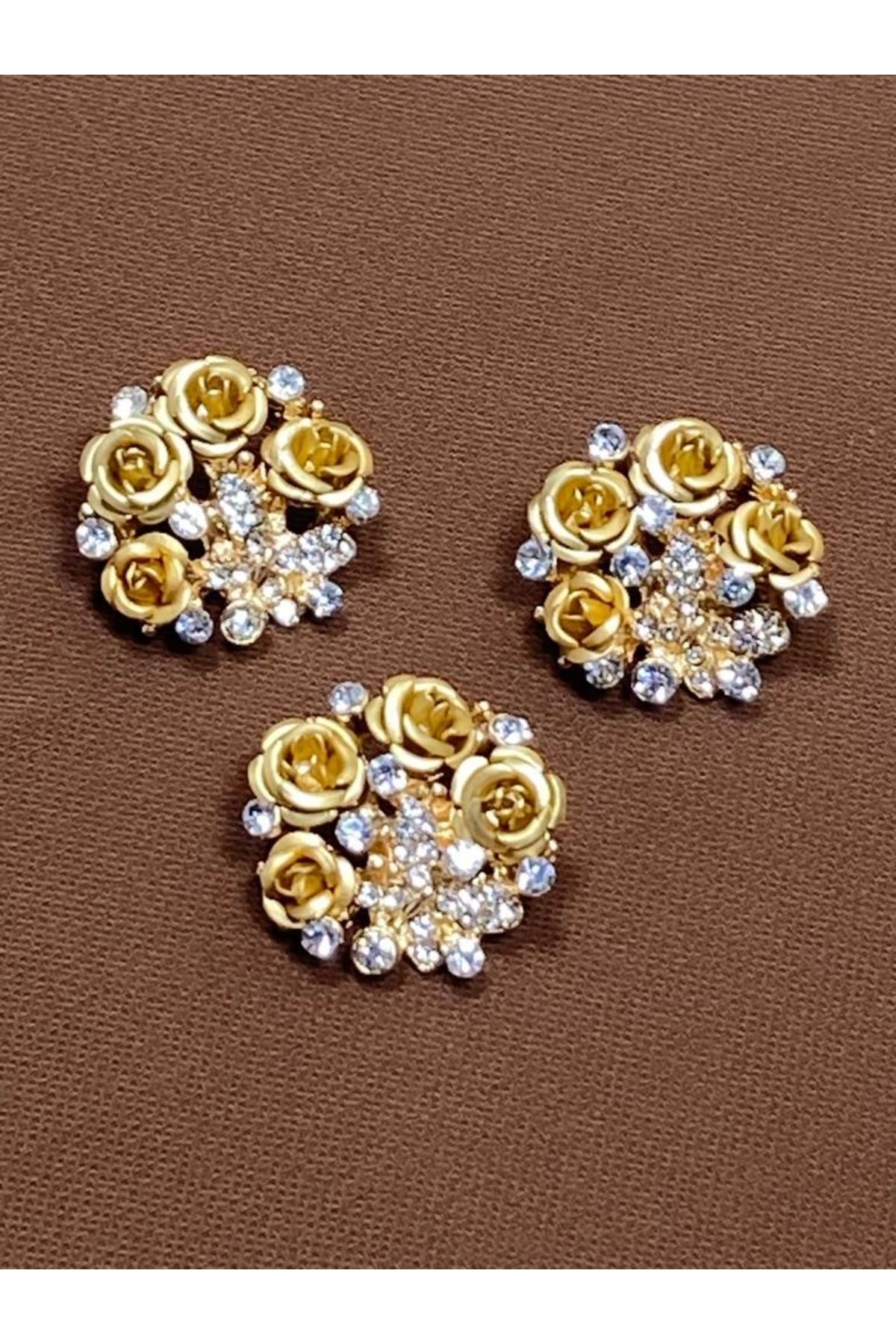 Stone Button / Rose Model / Design Button / Set of 3 Gold