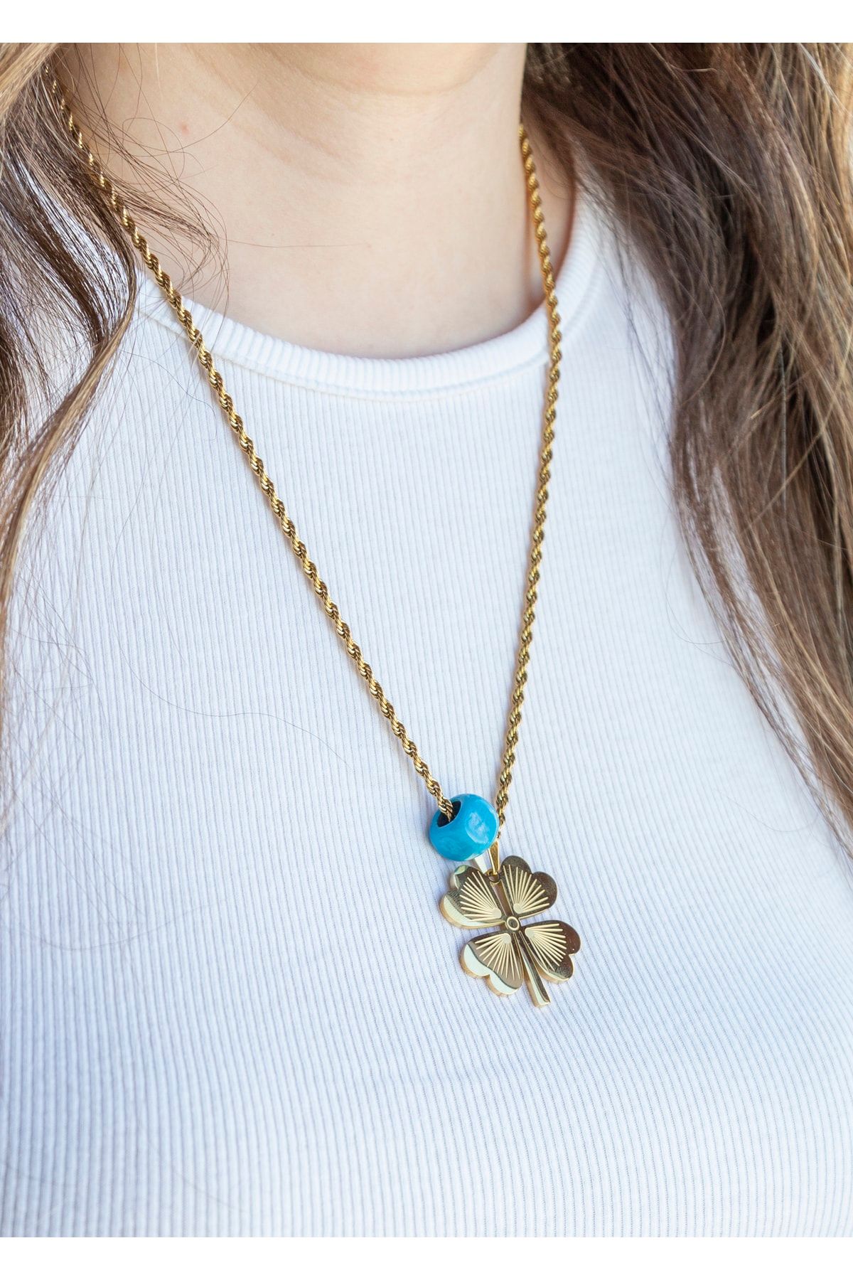 CHARMLUCKY-Clover Steel Necklace 4