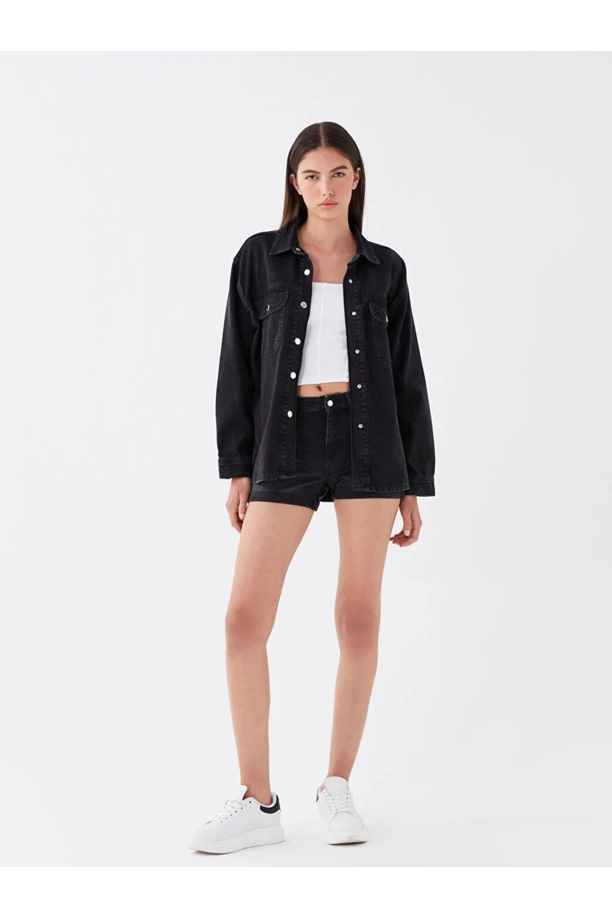 LC Waikiki Damskie Spodenki Jeansowe Lcw Jeans Z Wysokim Stanem I Wąskim Krojem Kobieta - 28