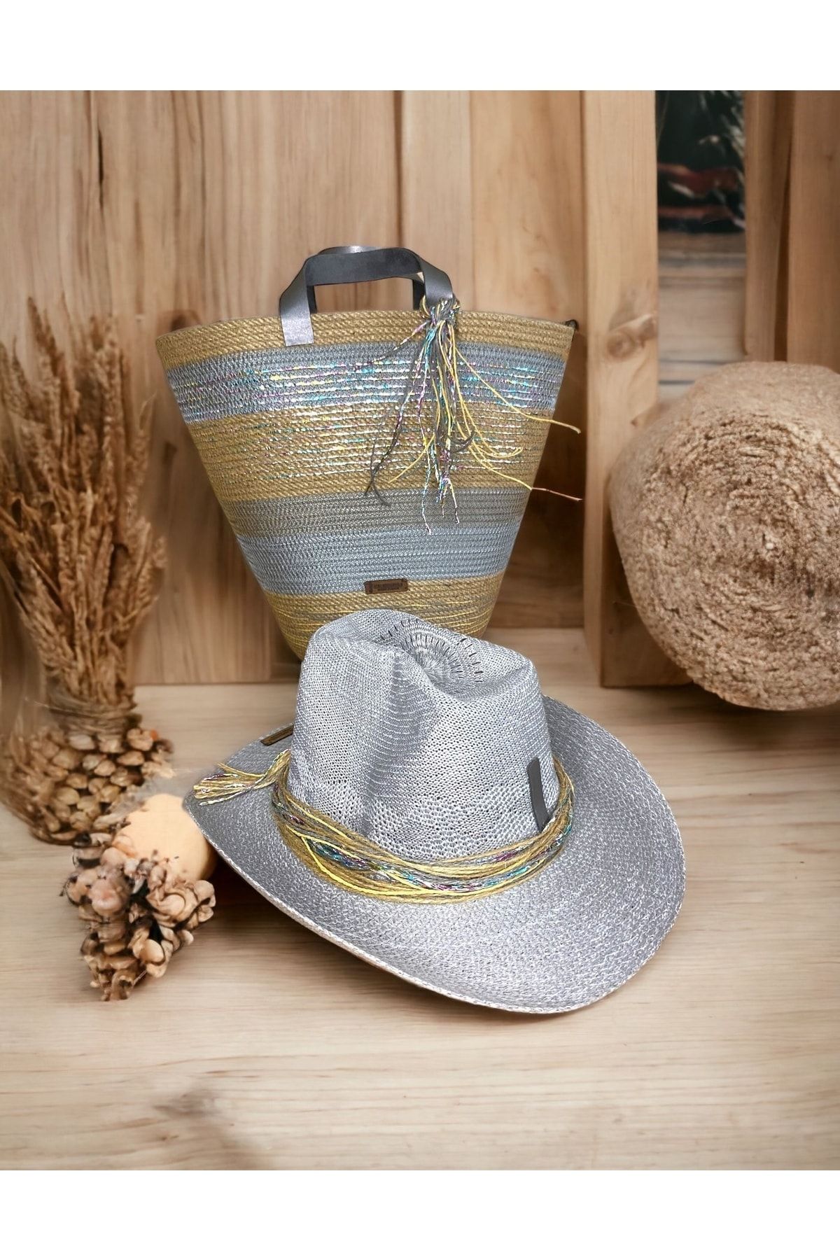 Beach bag and hat set hot sale