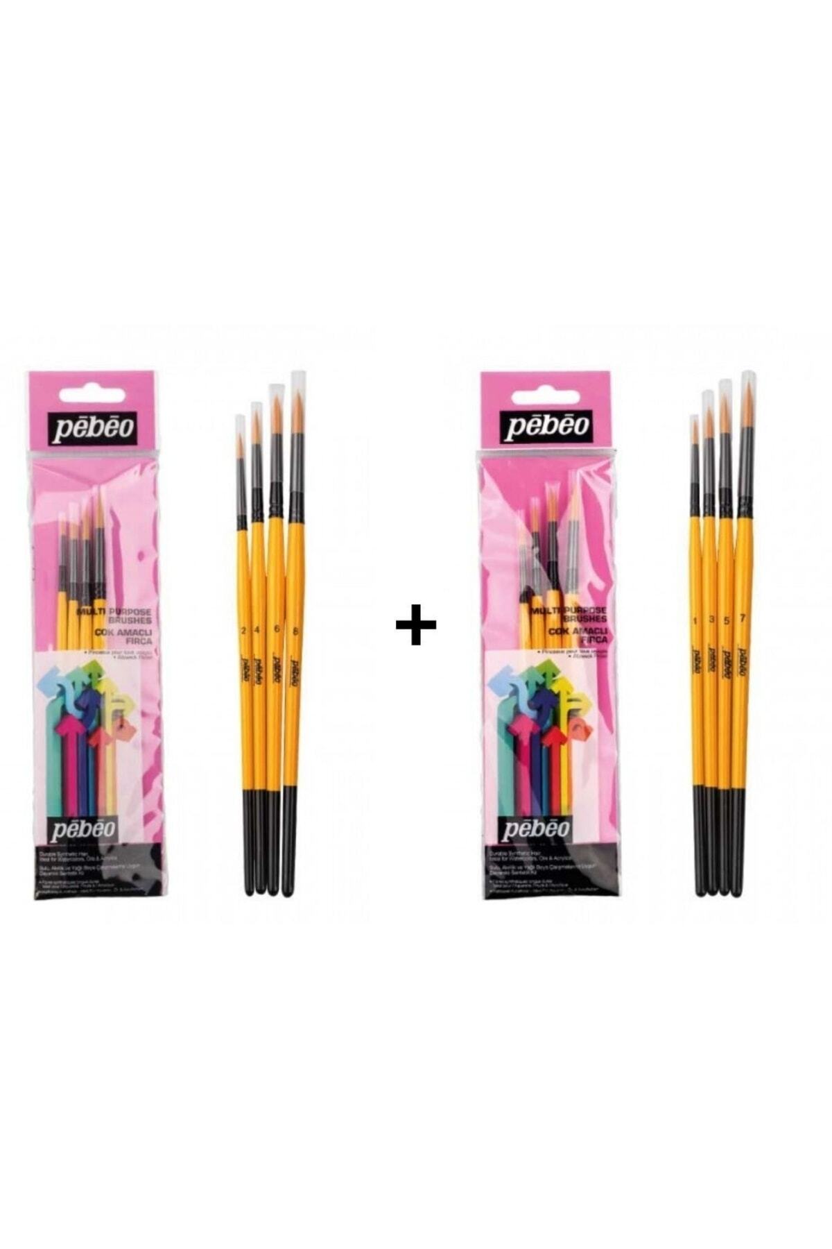 Pebeo Yuvarlak Uç Suluboya Fırça Seti 1 Ve Set 2 No: 1-2-3-4-5-6-7-8