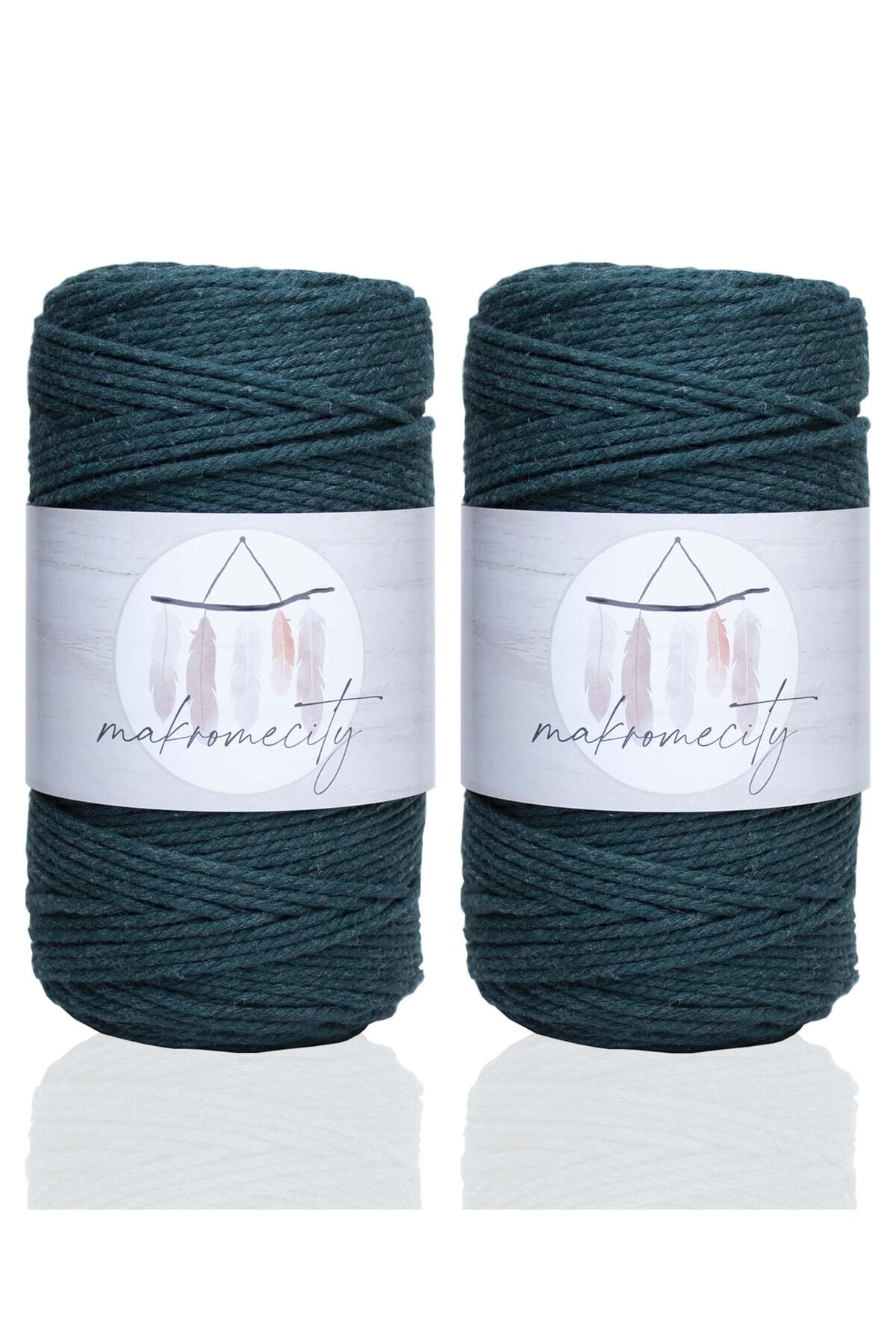 3 Twist Cotton Macrame Rope 3mm Three Twist Scanned Macrame Rope Rope 500 g Nefti Green