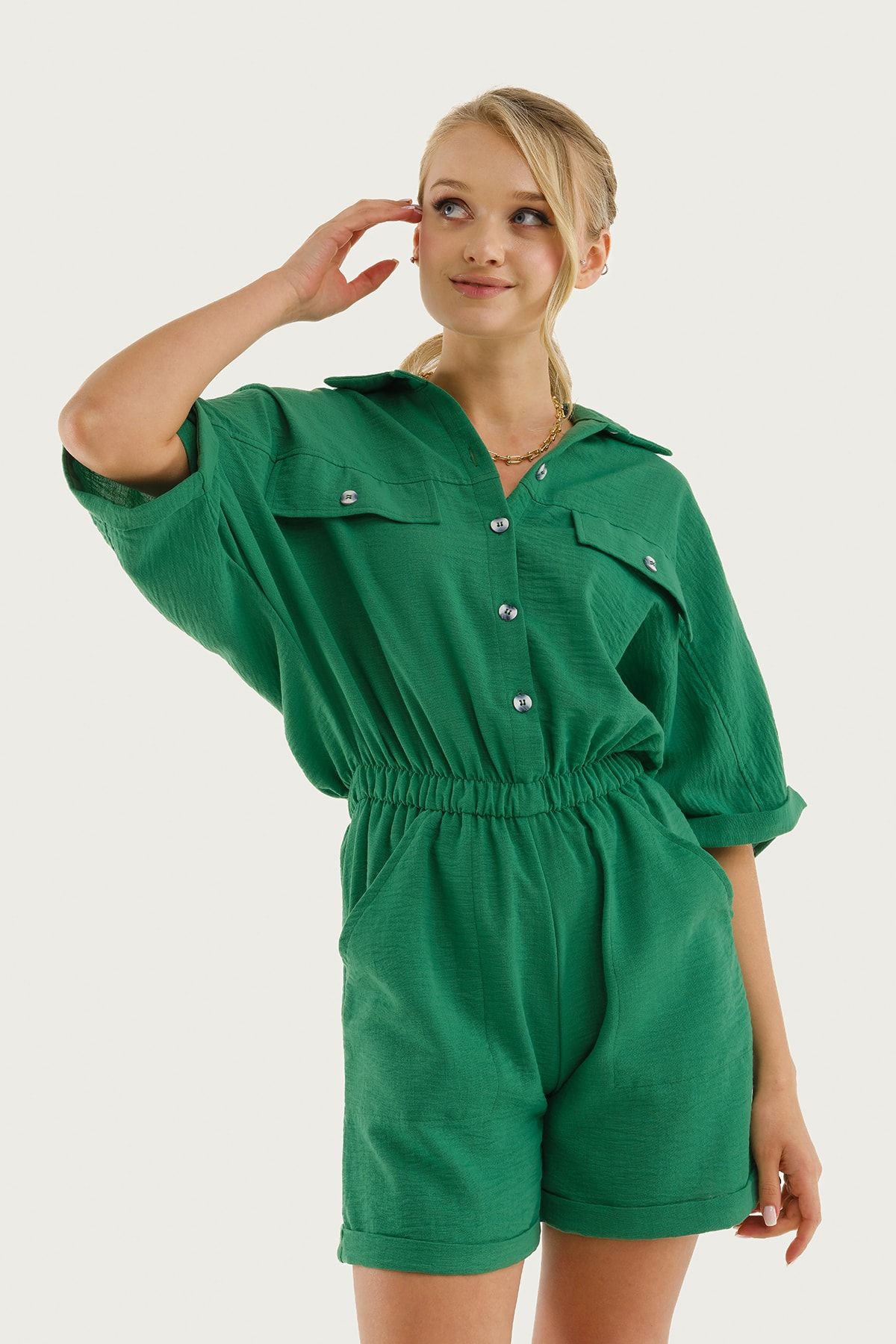 Green romper women shop