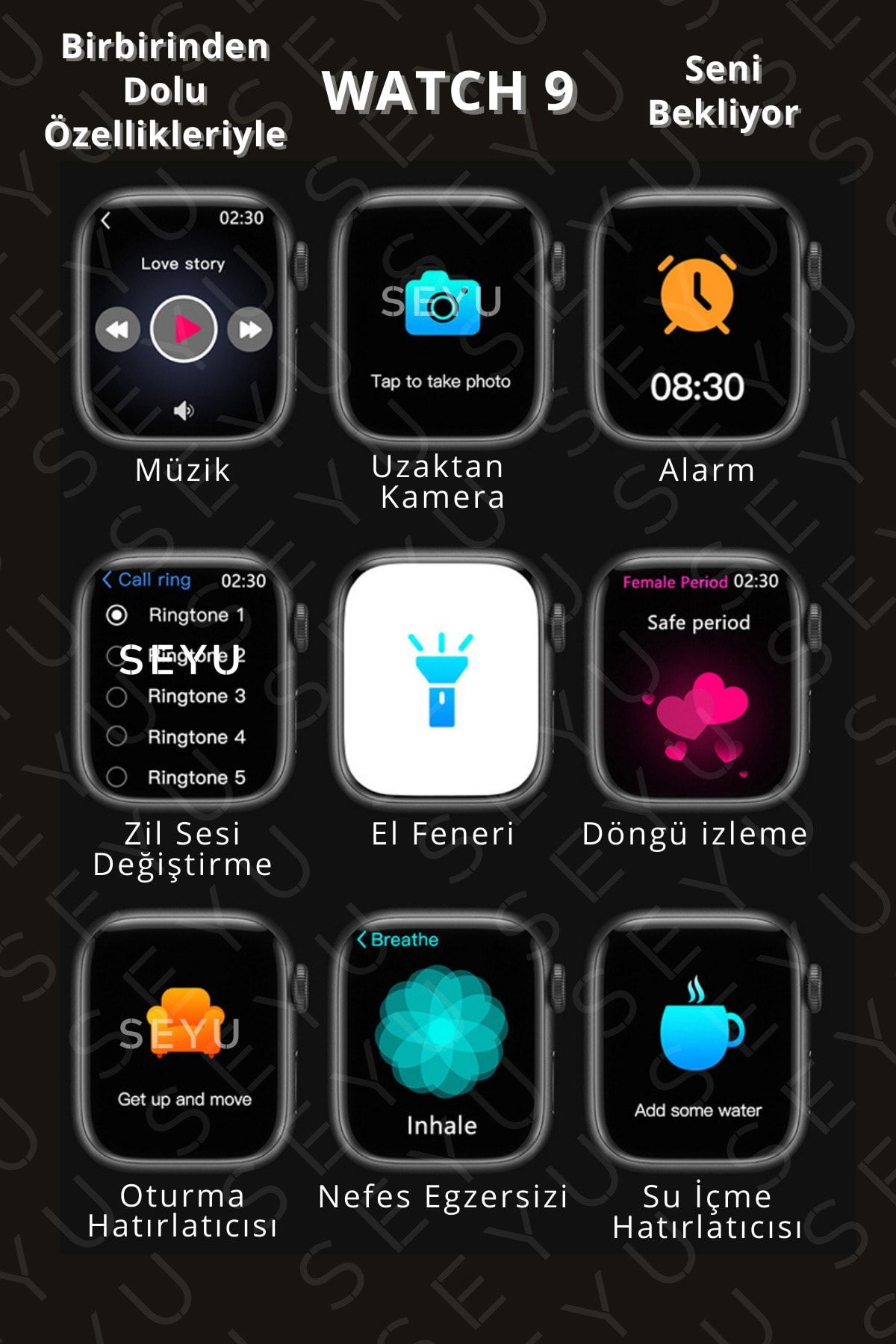 Watch 9 Pro Akıllı Saat Iphone Uyumlu Ve Android Tüm Telefonlara Uyumlu Smartwatch