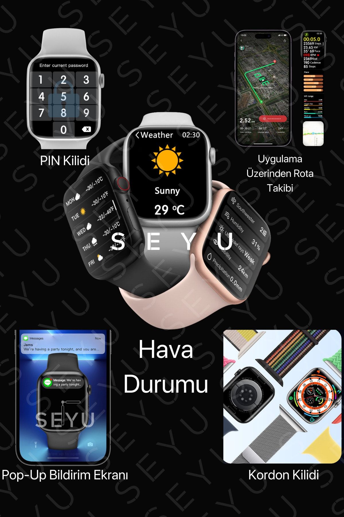 Watch 9 Pro Akıllı Saat Iphone Uyumlu Ve Android Tüm Telefonlara Uyumlu Smartwatch