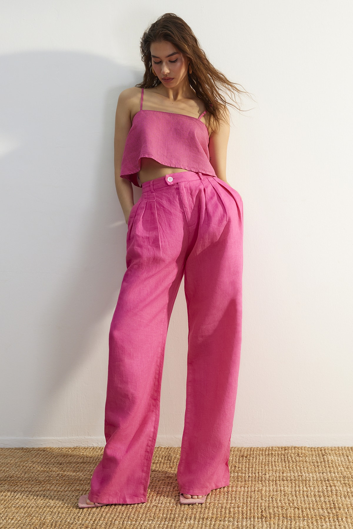 Trendyol Collection Jeans Rosa Wide Leg FN6987