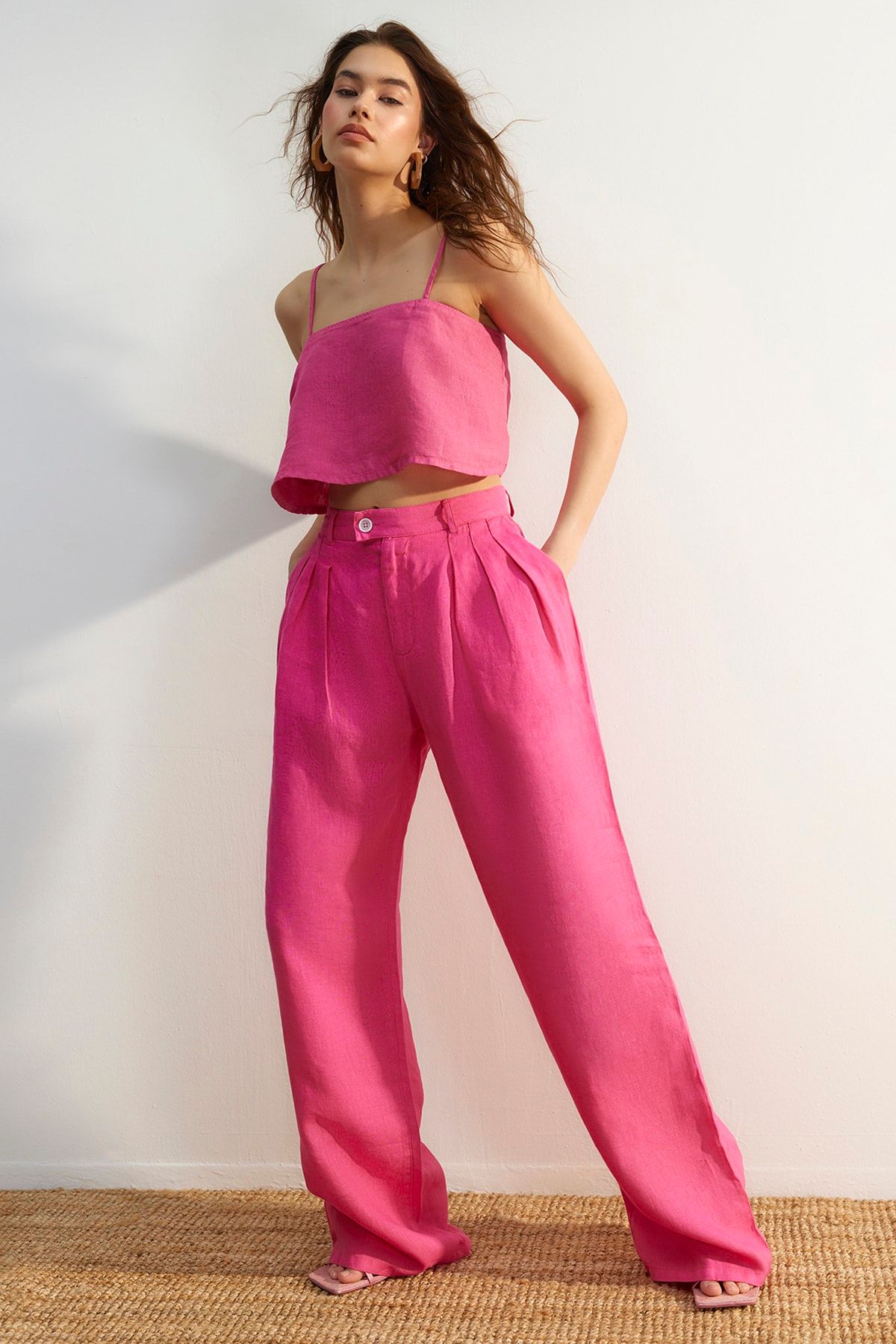 Trendyol Collection Jeans Rosa Wide Leg OB7062