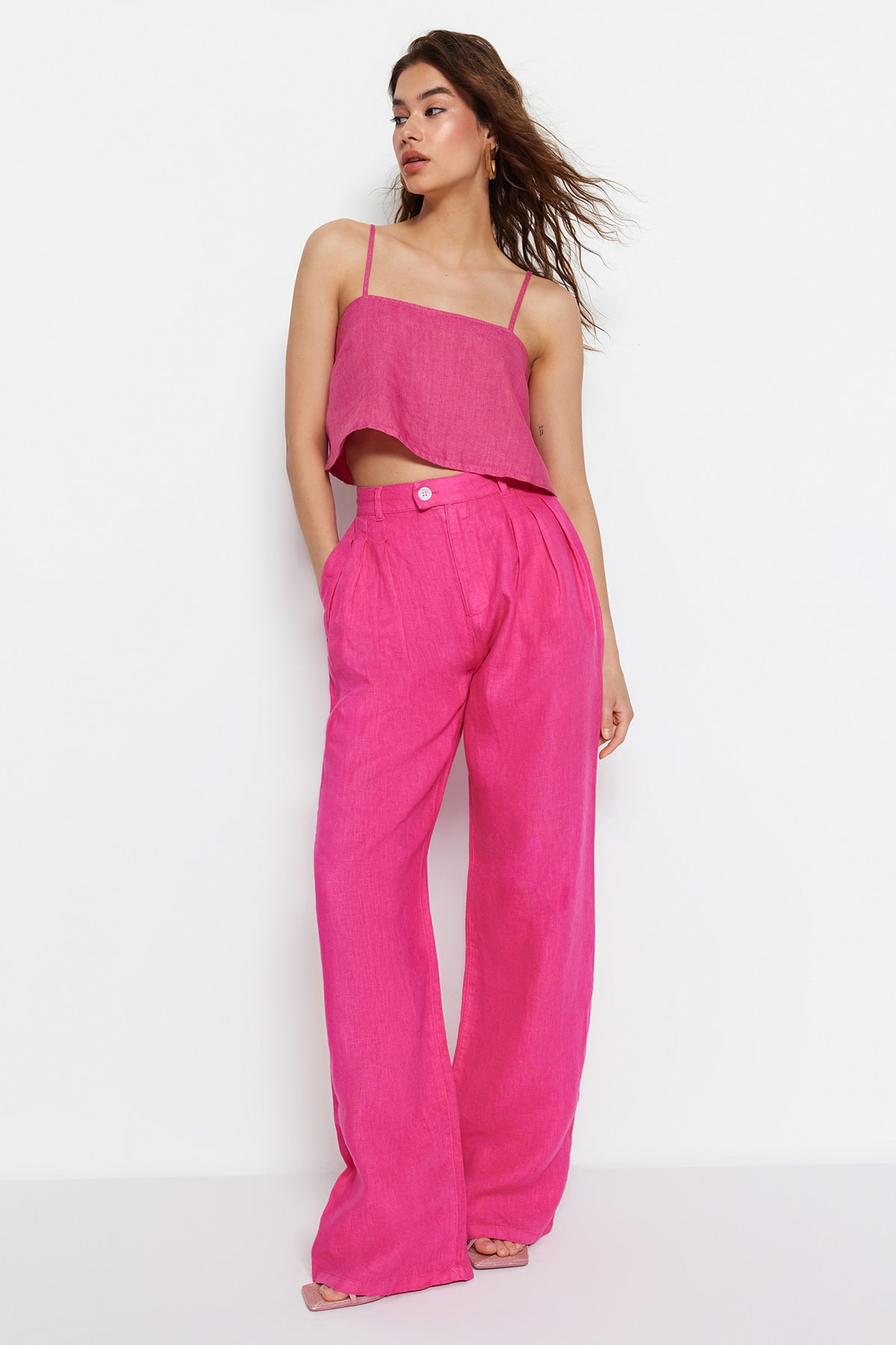 Trendyol Collection Jeans Rosa Wide Leg FN6987