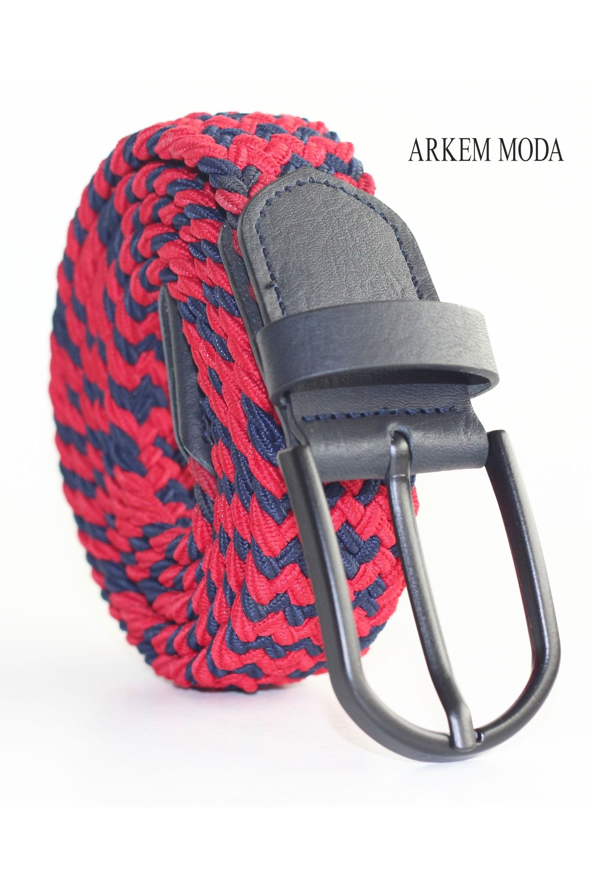 Arkem-Elastic Knit Belt, Red Navy Belt, Men's Sports, Jeans, Shorts Men's Belt 3.5 cm 2