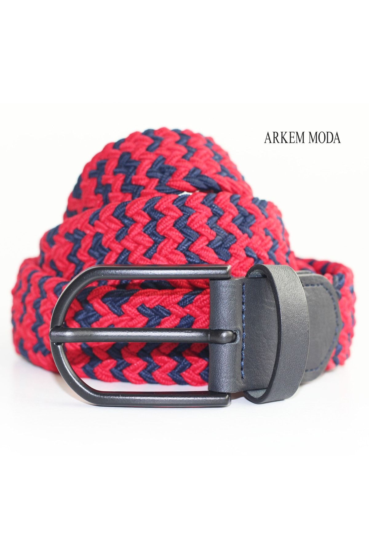 Arkem-Elastic Knit Belt, Red Navy Belt, Men's Sports, Jeans, Shorts Men's Belt 3.5 cm 4