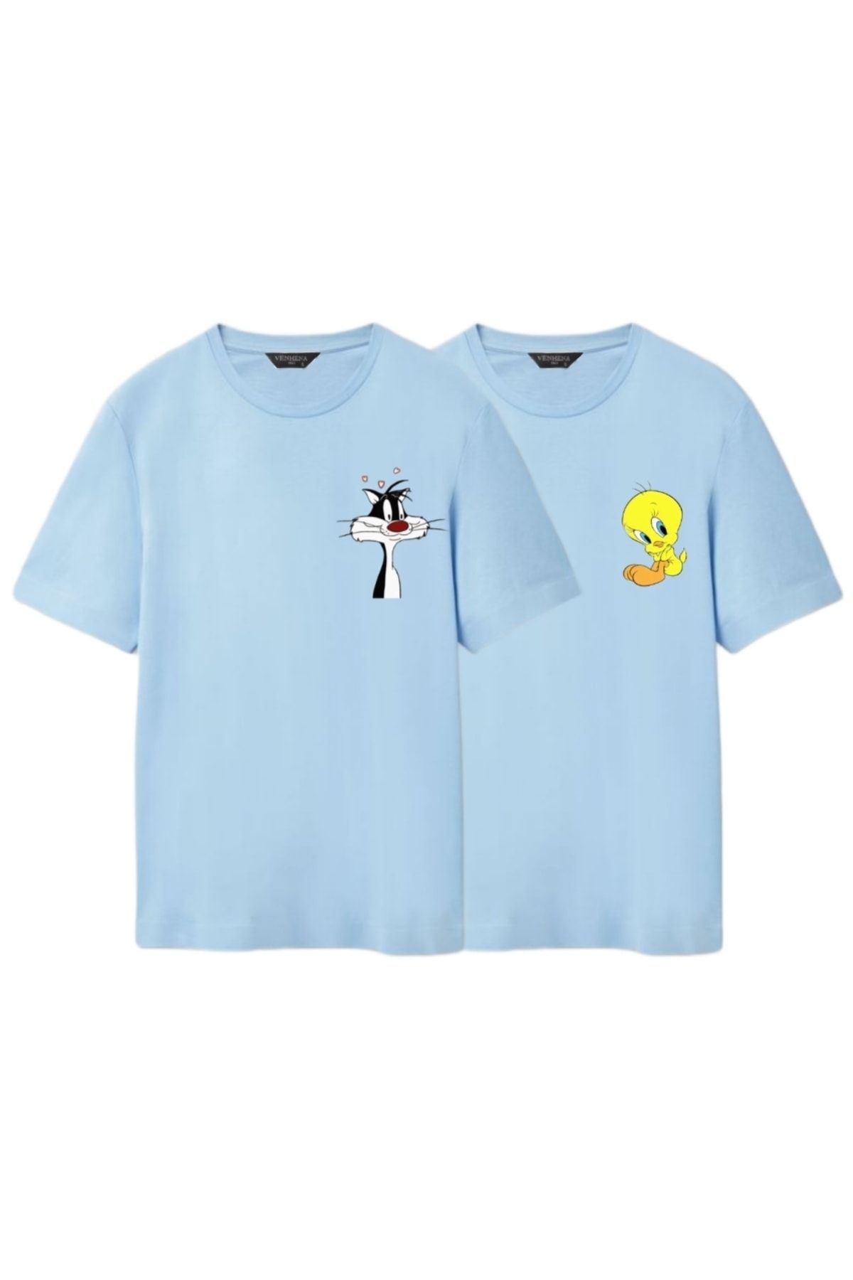 VENHENA Sylvester Tweety Bebe Mavisi 2 li Oversize T shirt Sevgili Cift Kombinleri Fiyat Yorumlar Trendyol