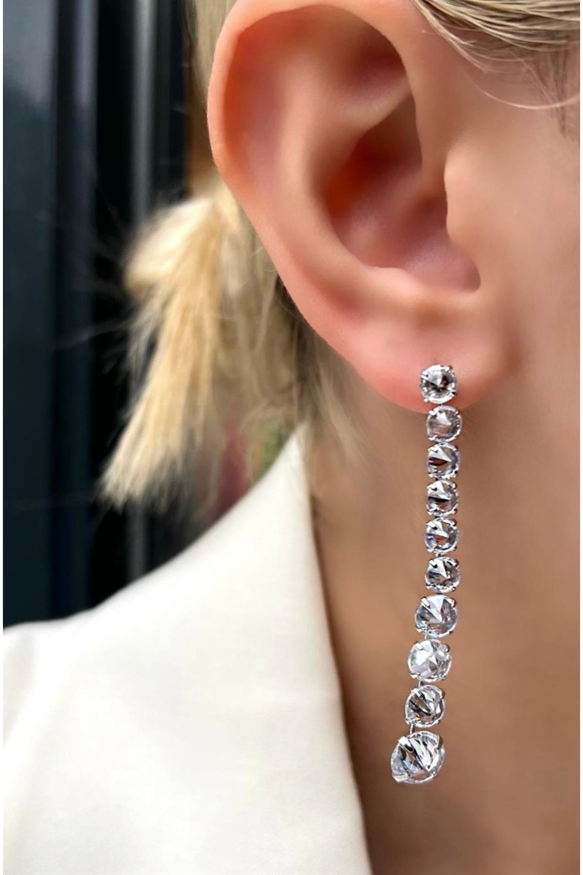 Dazzling debonair deals white post earring