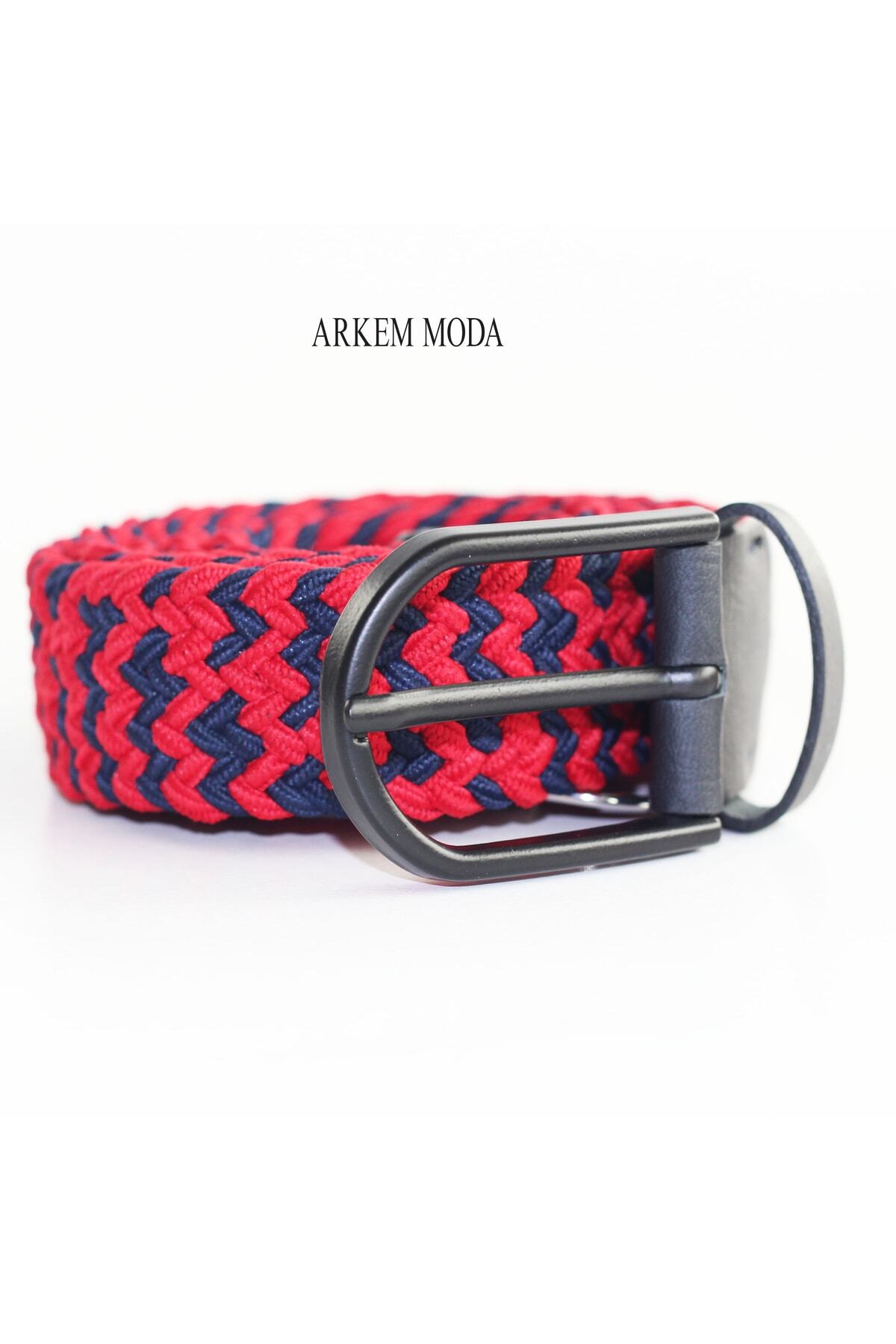 Arkem-Elastic Knit Belt, Red Navy Belt, Men's Sports, Jeans, Shorts Men's Belt 3.5 cm 3