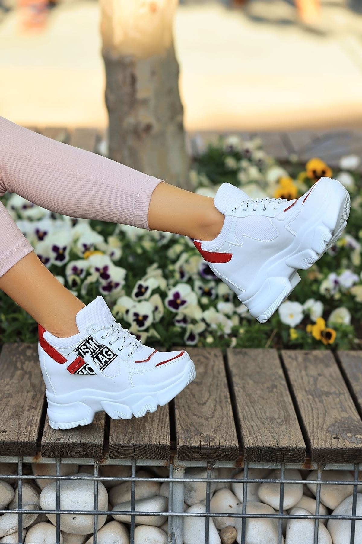 LEYDİ SHOES Frm-6000 Gizli Topuk Kırmızı Spor Ayakkabı görsel 3