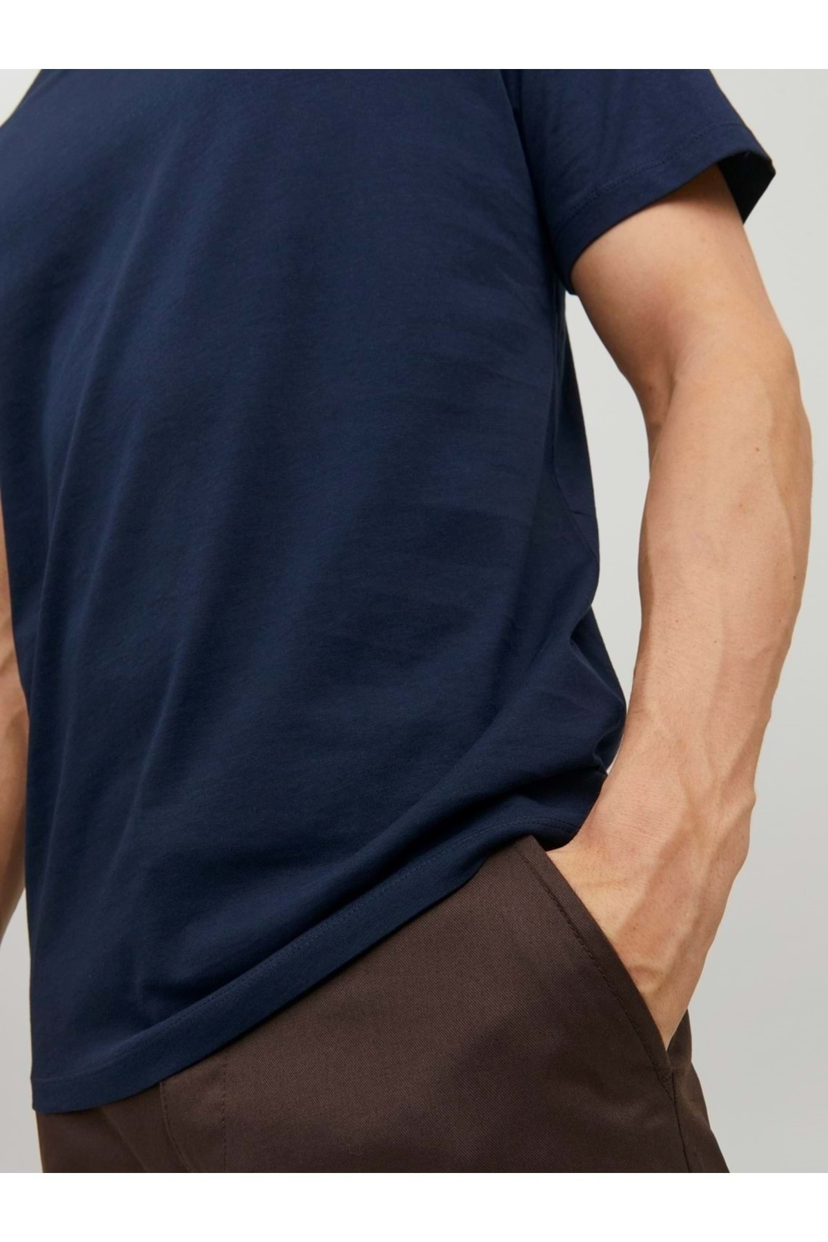 تیشرت مردانه آبی سرمه ای جک اند جونز | ST06452 اورجینال - تصویر 4