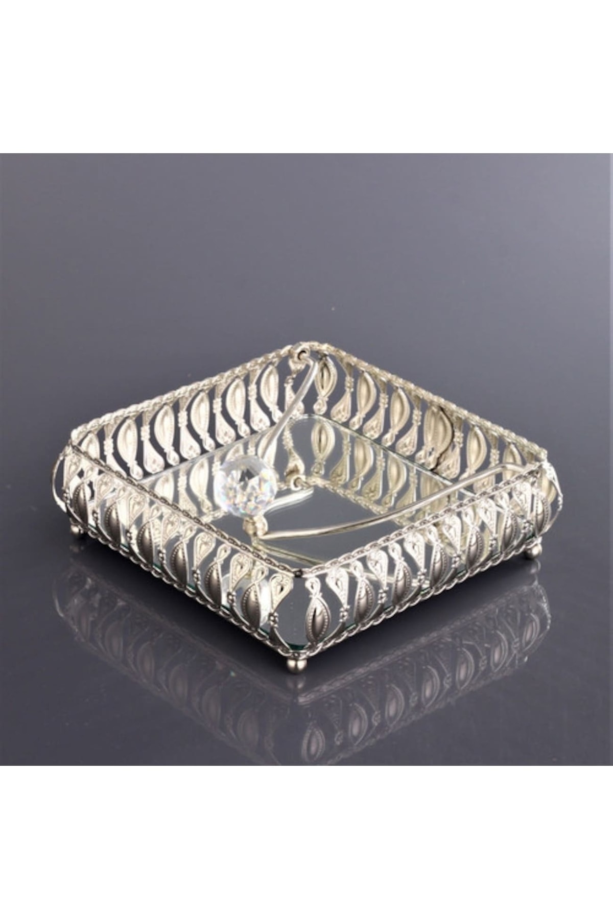 Mirrored Crystal Stone Decorative Square Luxury Napkin Holder Desktop Napkin Holder