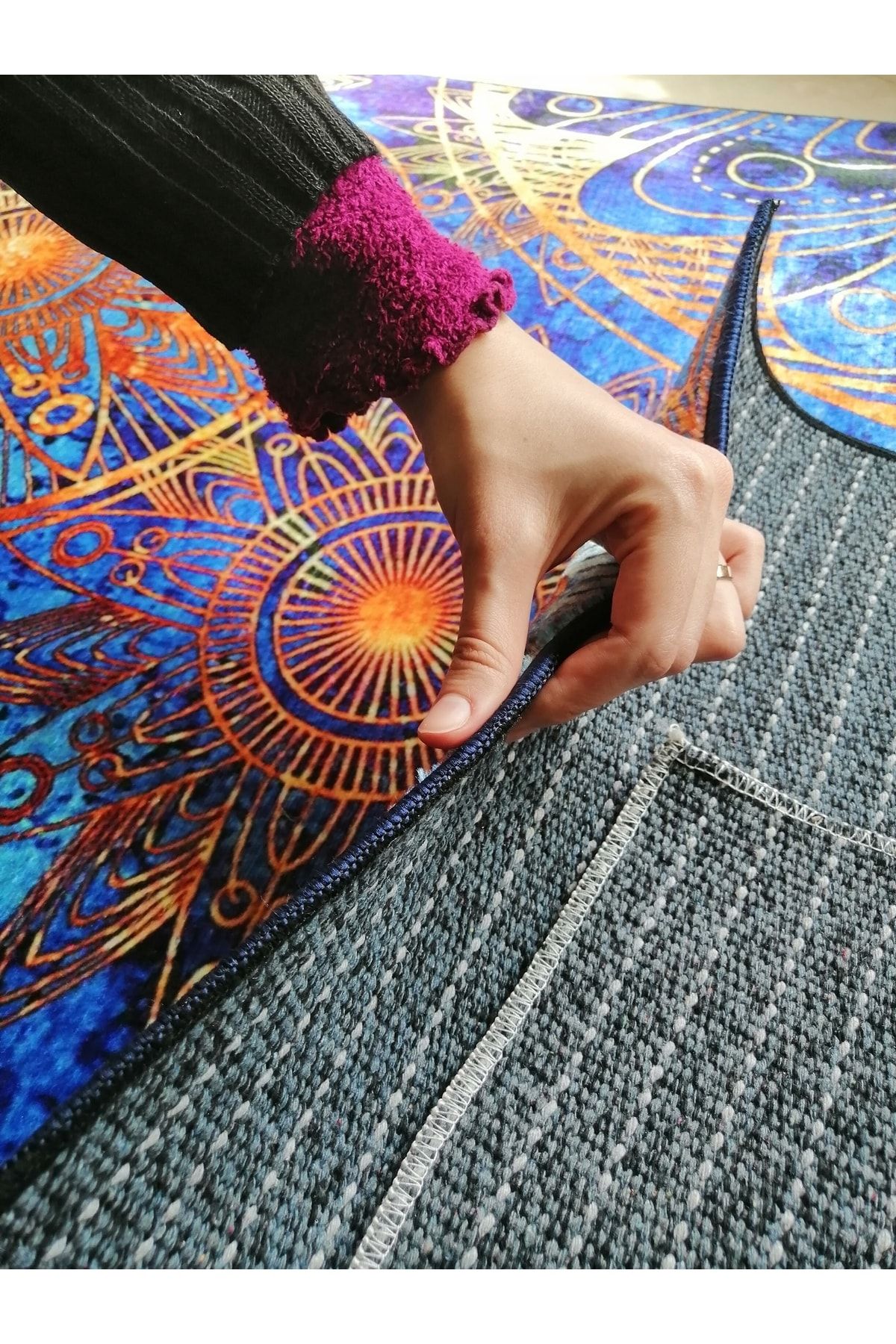 Vagonik-Van Gogh Starry Night and Big Wave Digital Printed Carpet Non-Slip Based Washable Carpet 4