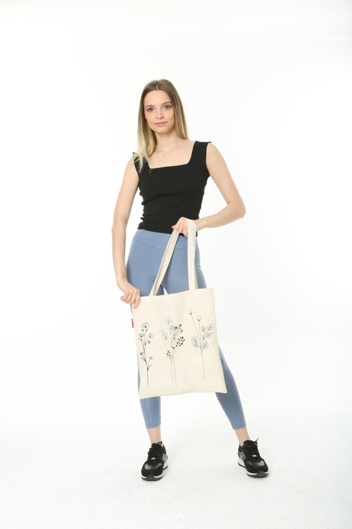 Serkan Çanta Bez Çanta Atölyesi  Bez Çanta Üç Çiçek Baskılı - Görsel 2