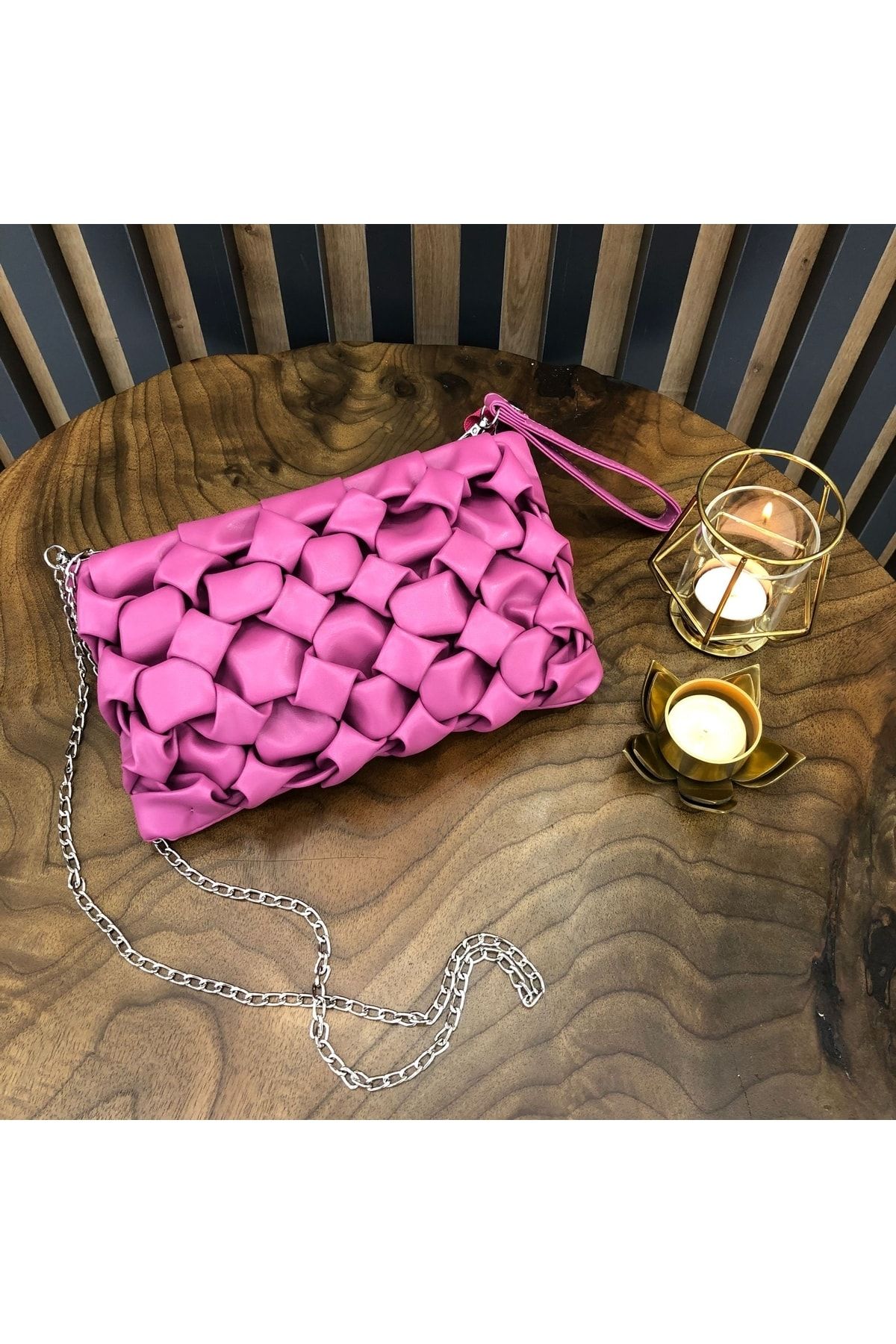 womenacs Fuchsia Color Evening Dress Portfolio Clutch Handbag with